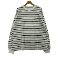 長袖Tシャツ plllllleeeasse/multi stripe pocket tee L ホワイト