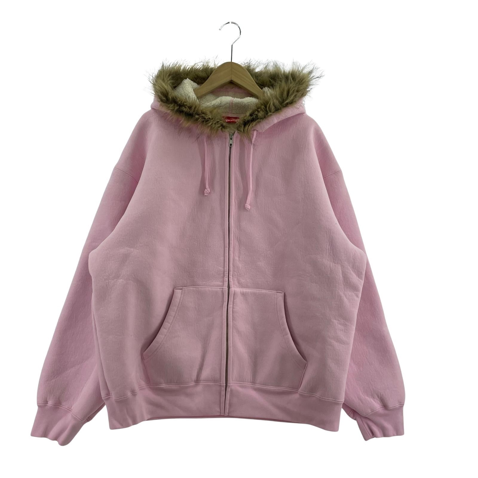 パーカー 25AW Faux Fur Zip Up Hooded Sweatshirt ピンク