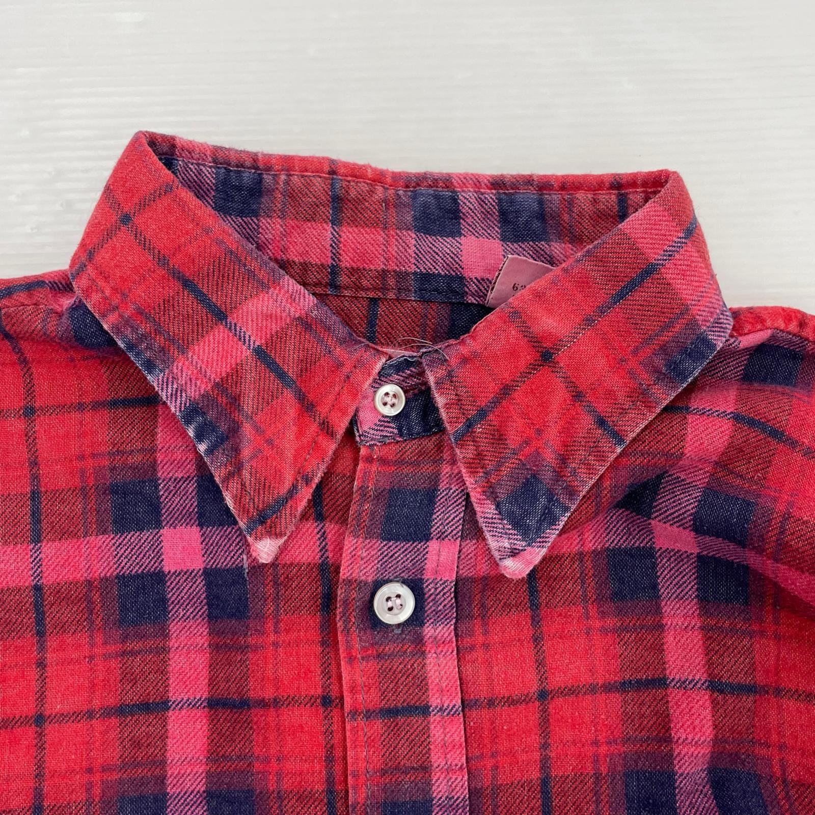 長袖シャツ ~70s Sears printed flannel shirt RED L L レッド