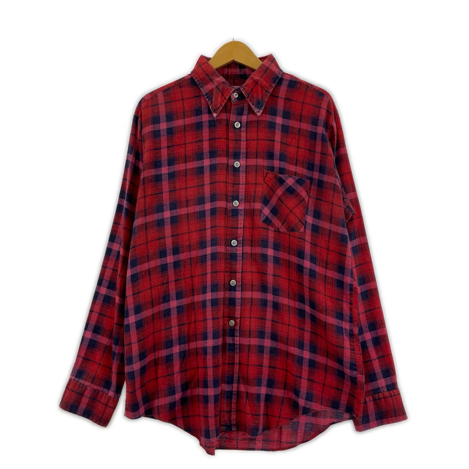 長袖シャツ ~70s Sears printed flannel shirt RED L L レッド