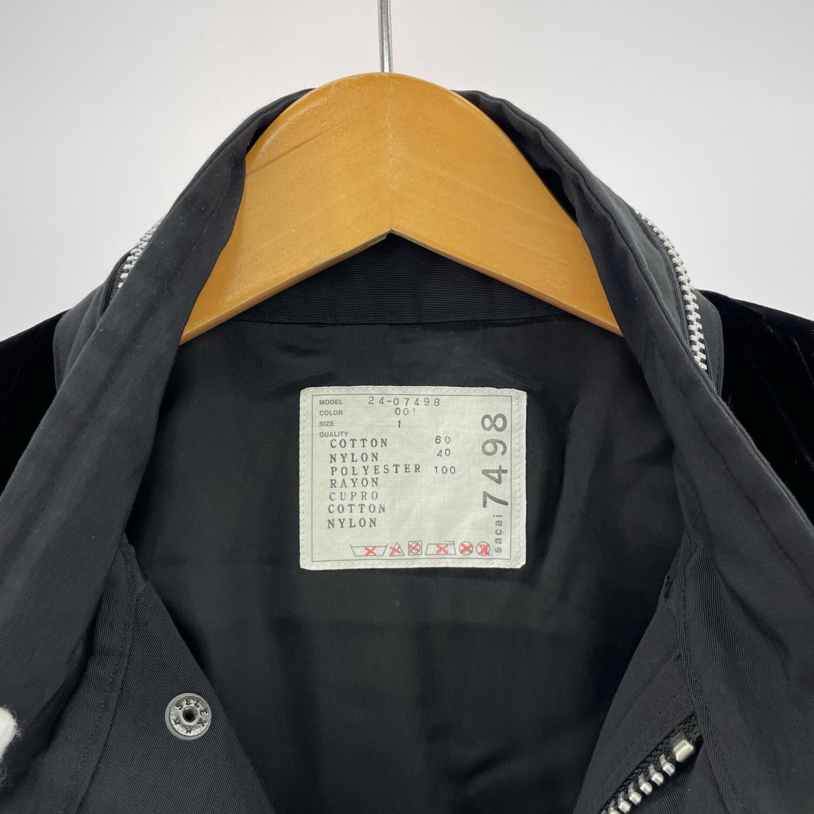 ジャケット Sacai 24AW Grosgrain Bonding×Velvet Blouson フィールドジャケット 1 ブラック 1 ブラック