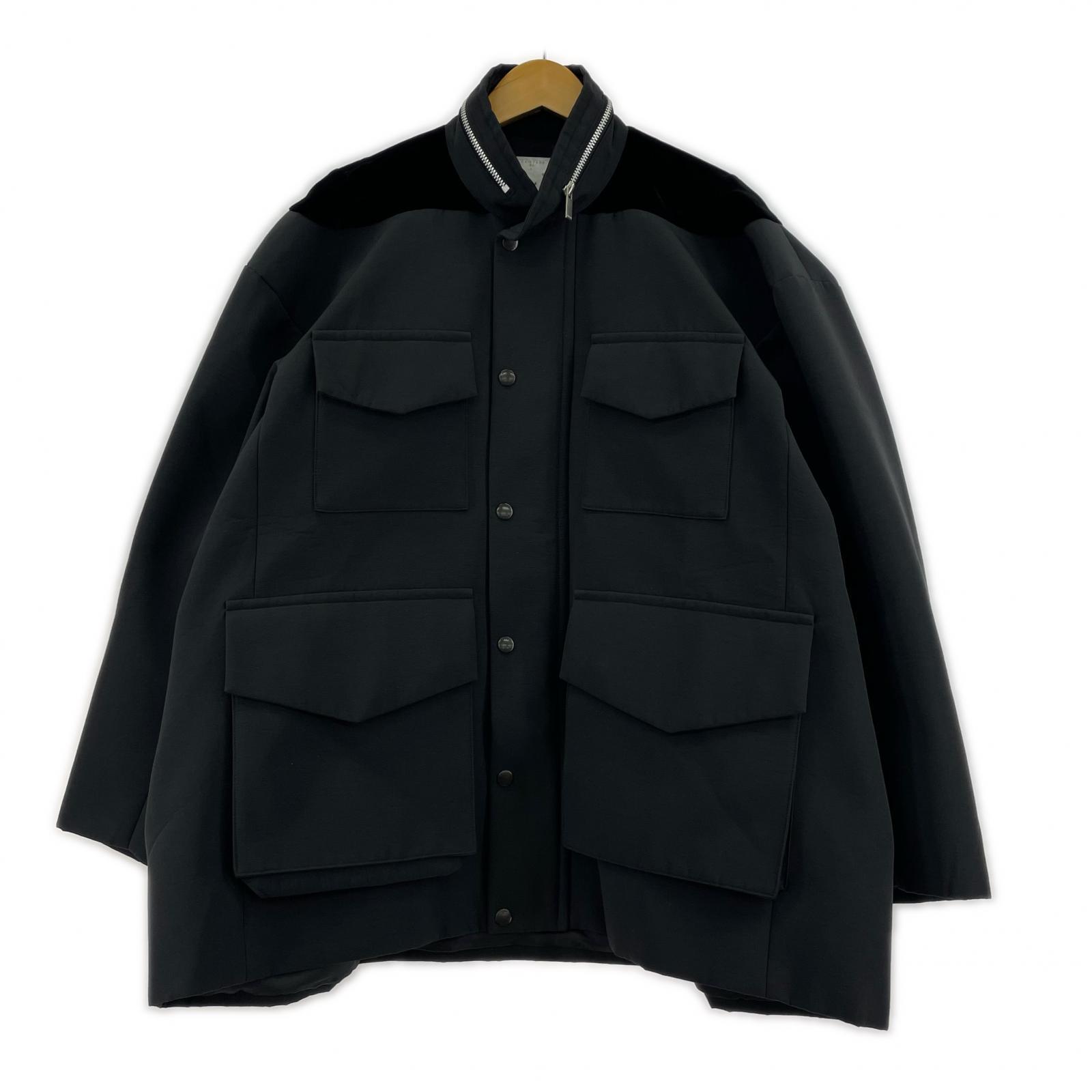ジャケット Sacai 24AW Grosgrain Bonding×Velvet Blouson フィールドジャケット 1 ブラック 1 ブラック