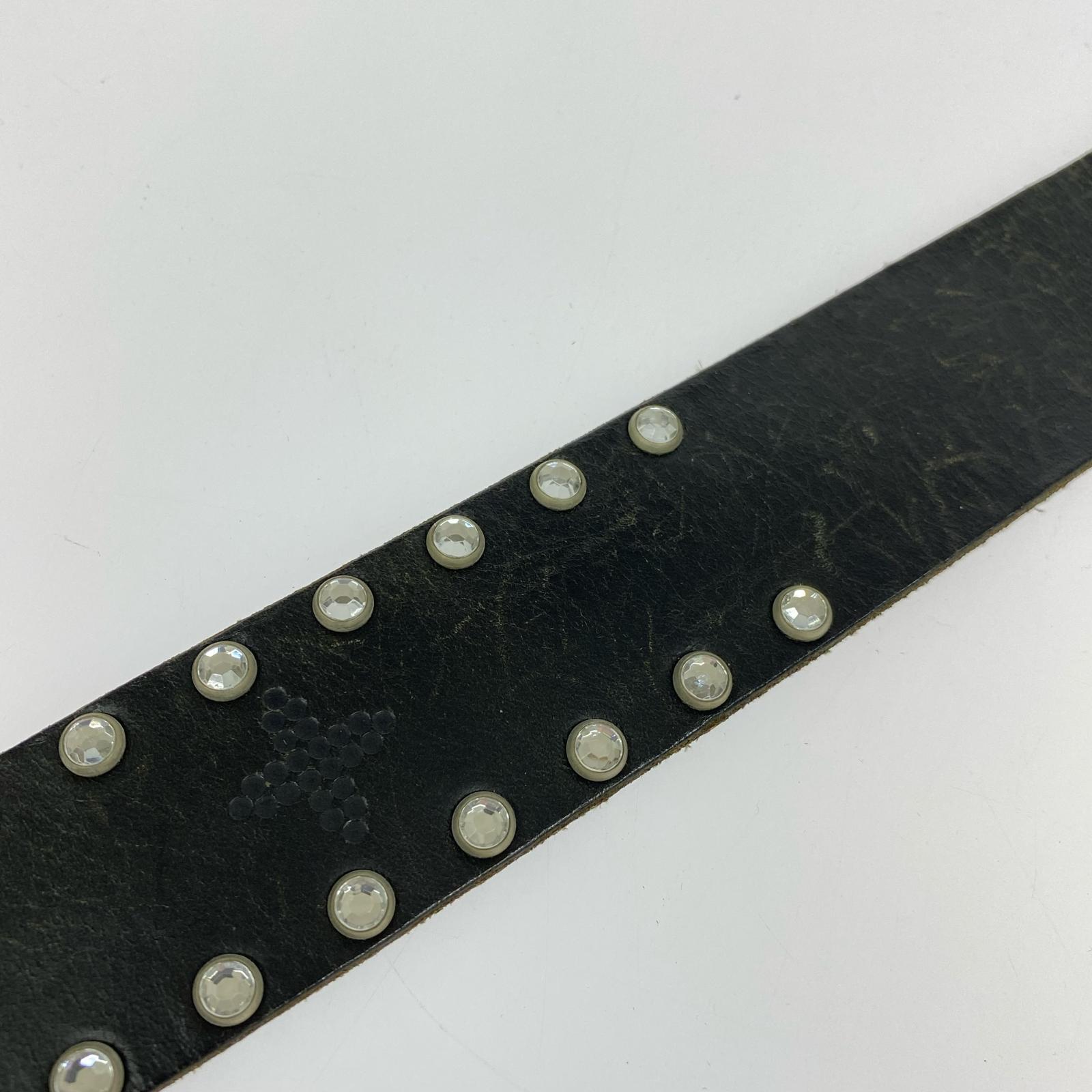 その他アクセサリー ストーン スタッズ レザーベルト M 黒 ブラック