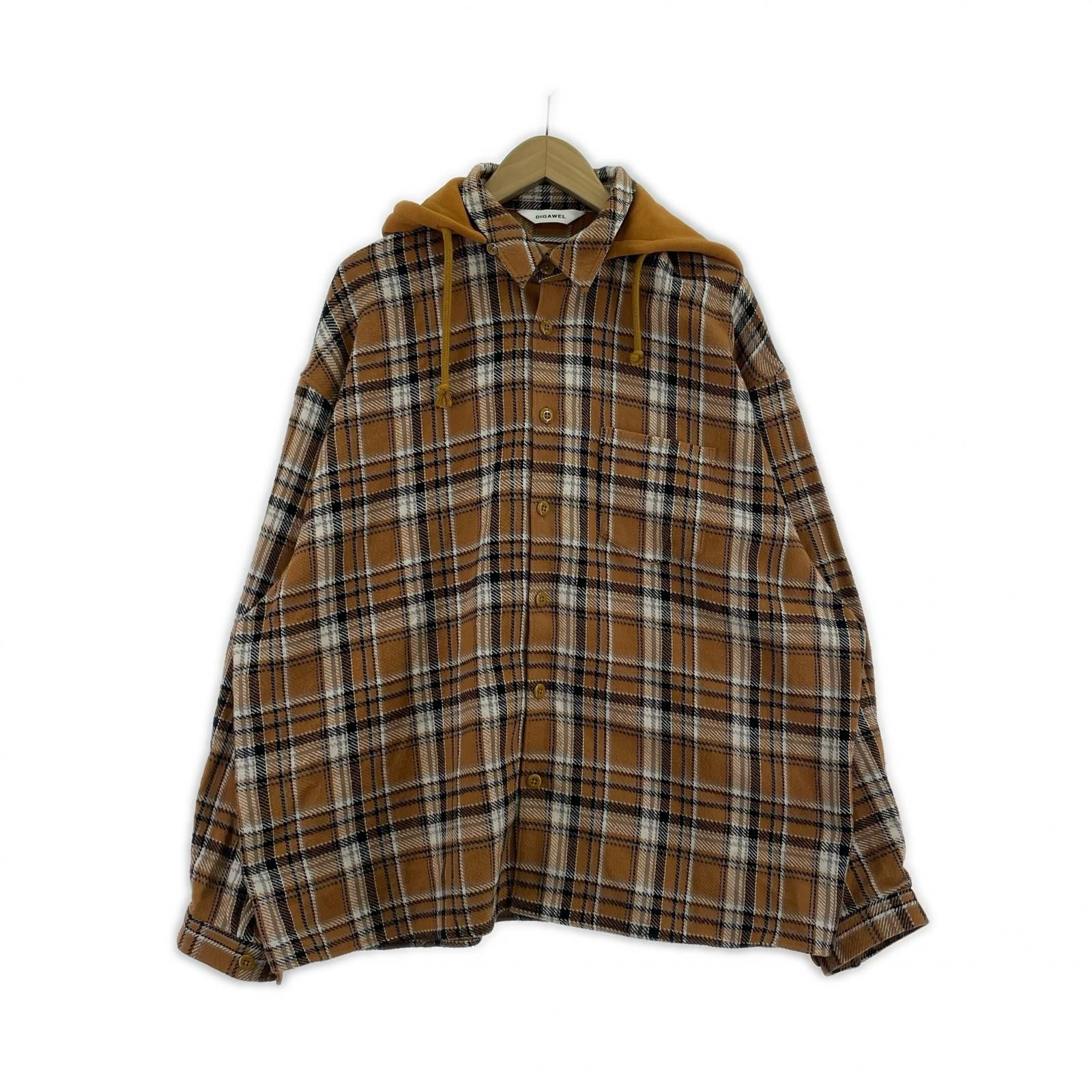長袖シャツ DIGAWEL Hoodie shirt 茶 (1) 2 ブラウン