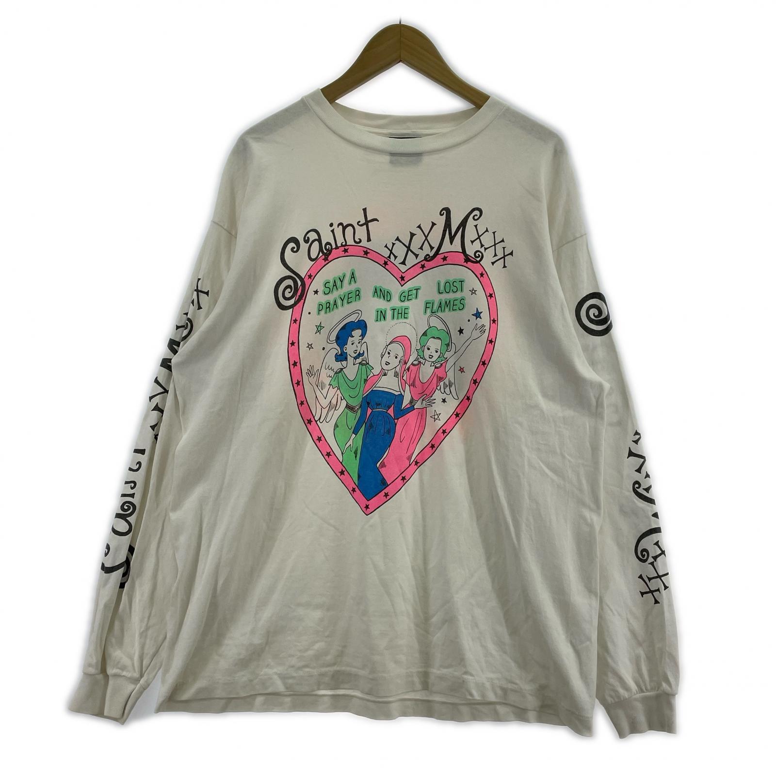 長袖Tシャツ SAINT MICHAEL LS TEE PINK HEART SM-YS8-0000-020 白 (L) L ホワイト