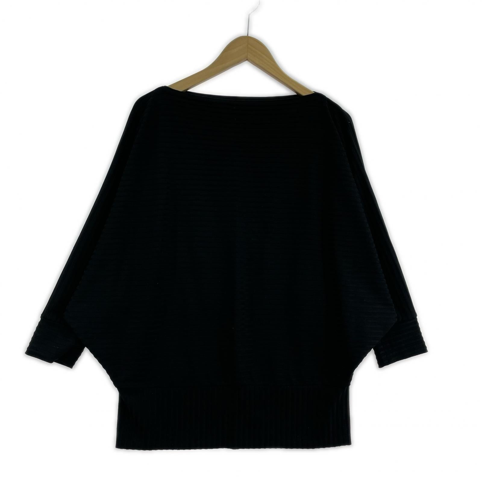 長袖Tシャツ ボーダーショルダーL/Sカットソー 黒 2 ブラック
