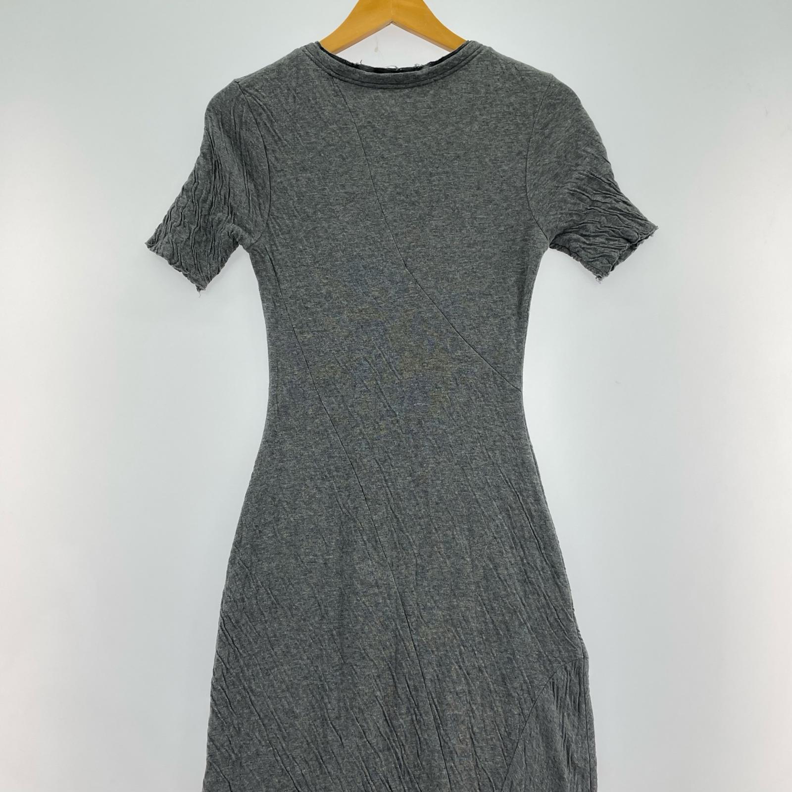 ワンピース Slant Henley Neck Cut Maxi Dress/シワ加工 36 グレー