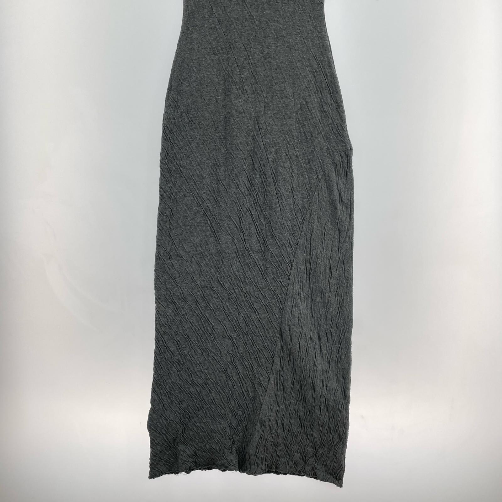 ワンピース Slant Henley Neck Cut Maxi Dress/シワ加工 36 グレー
