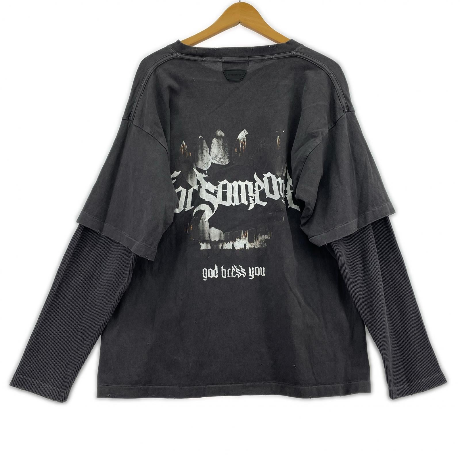 長袖Tシャツ FORSOMEONE フェイクレイヤードtee 46 グレー