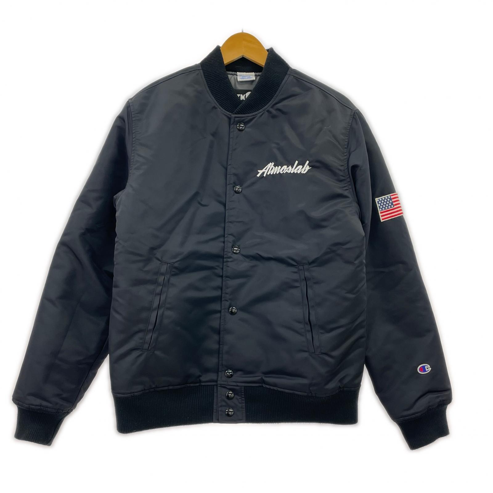 ジャケット ×ATMOS LAB STIN BASEBALL スタジャン 黒 (M) M ブラック