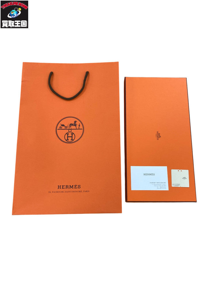 HERMES ロゴ刺繍 カシミヤ100% マフラー グレー