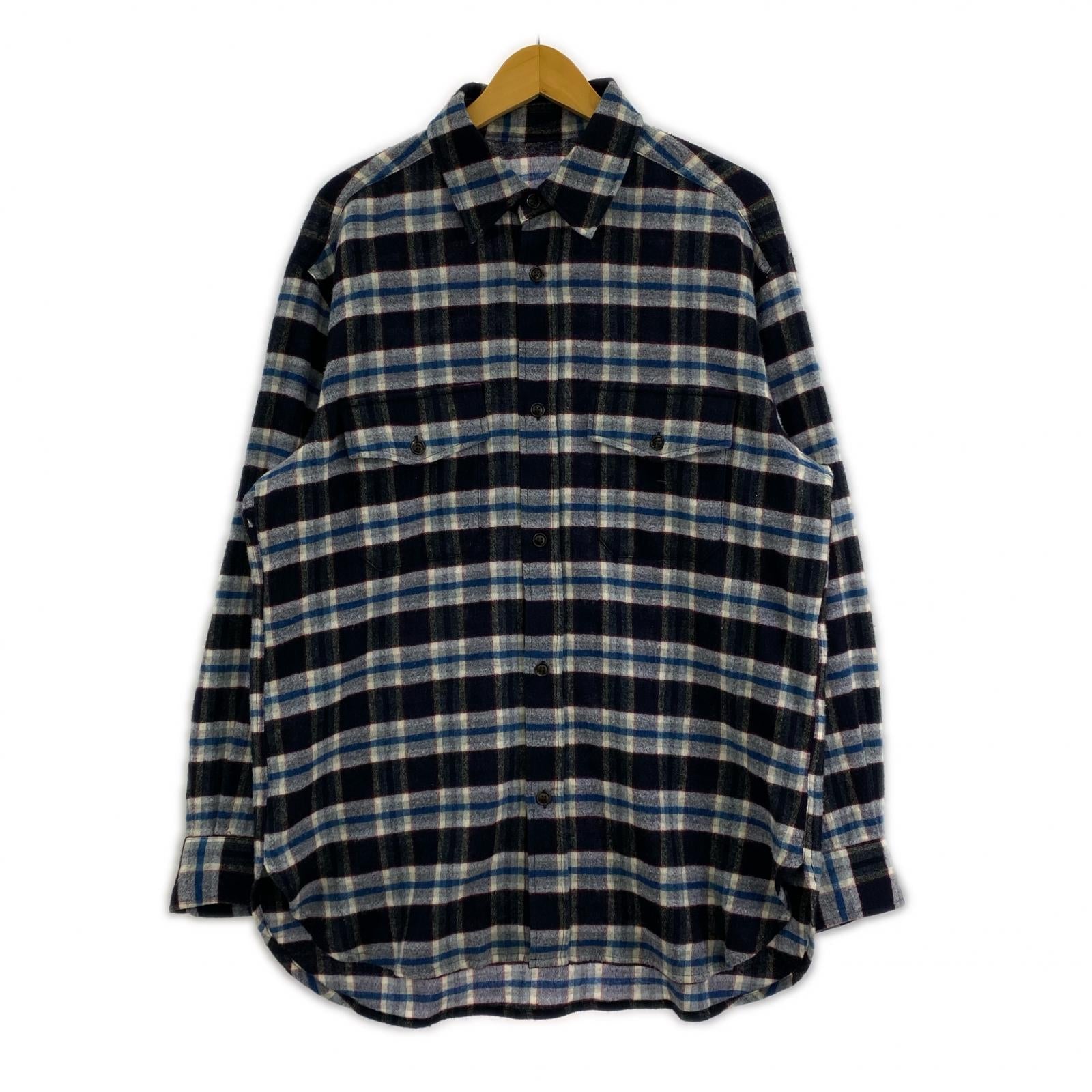 長袖シャツ WOOL CHECK L/S SHIRTS カシミヤ混 フリー