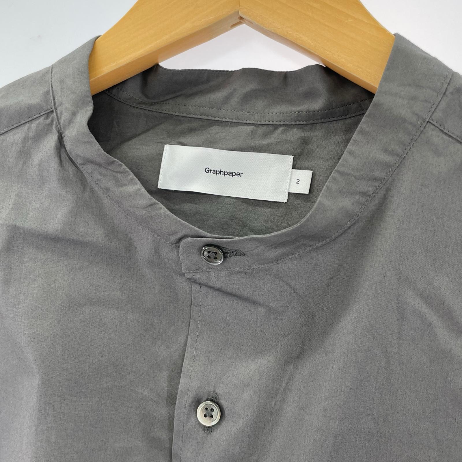 長袖シャツ Broad L/S Oversized Band Collar Shirt グレー