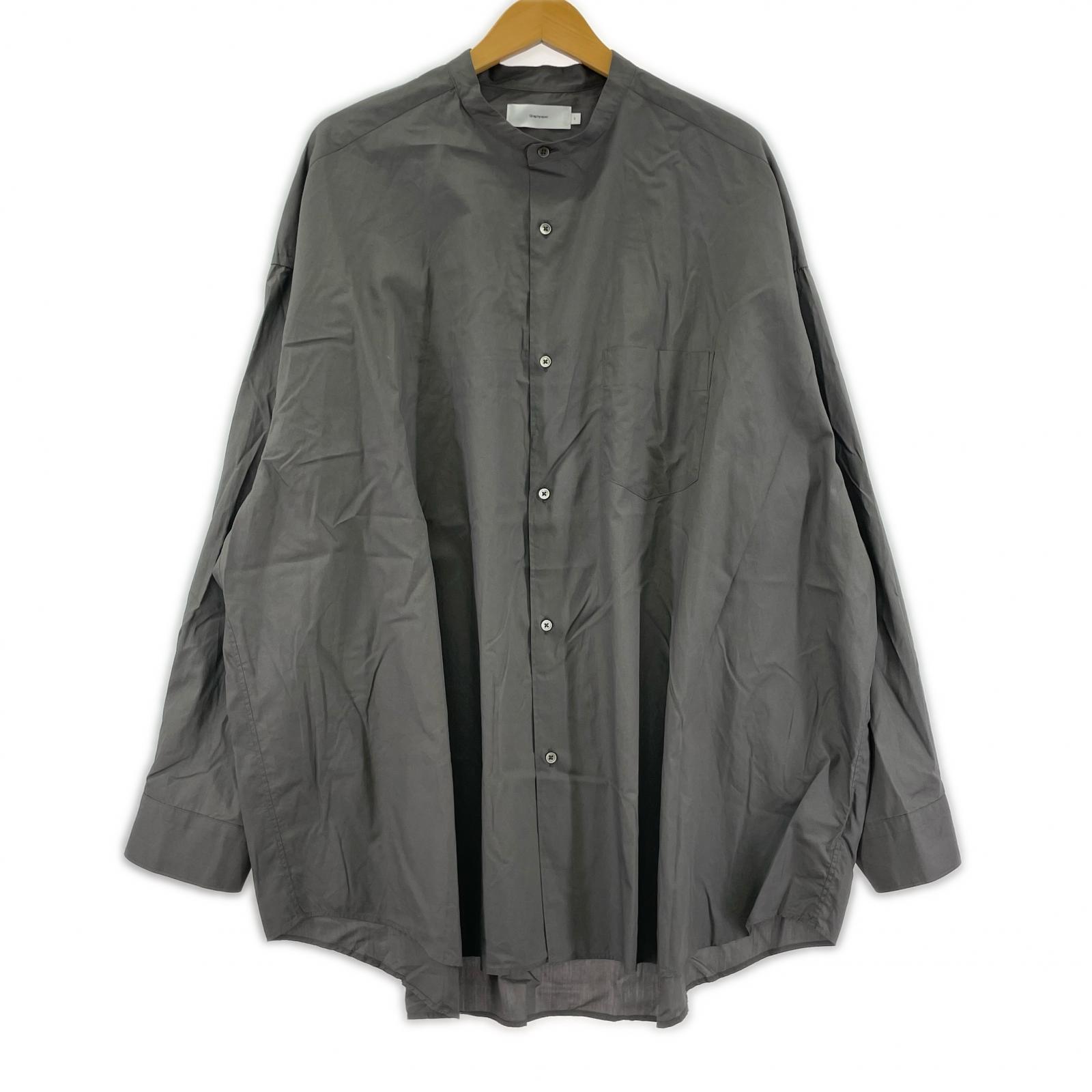 長袖シャツ Broad L/S Oversized Band Collar Shirt グレー