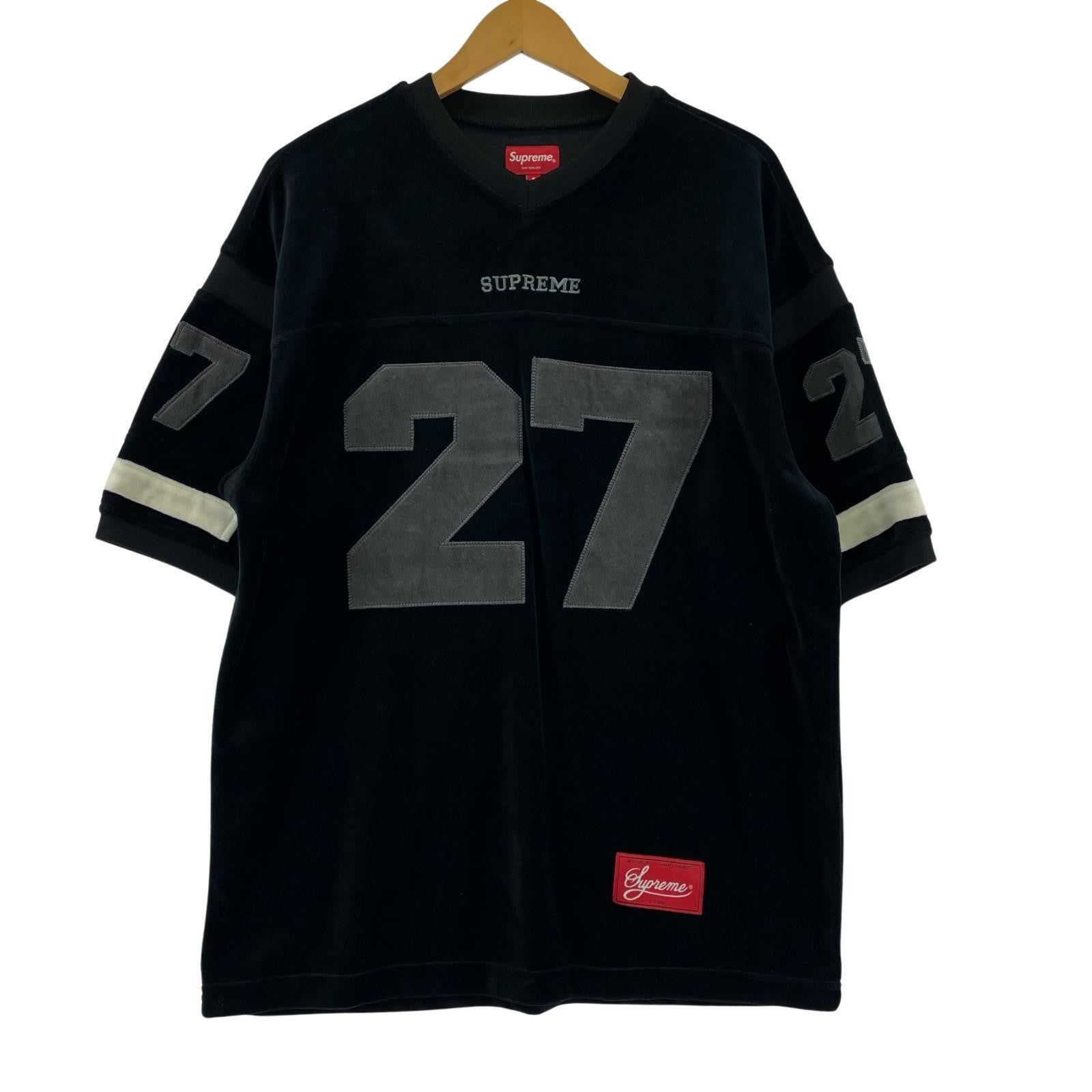 半袖Tシャツ 19FW Velour Football Jersey 黒 S ブラック