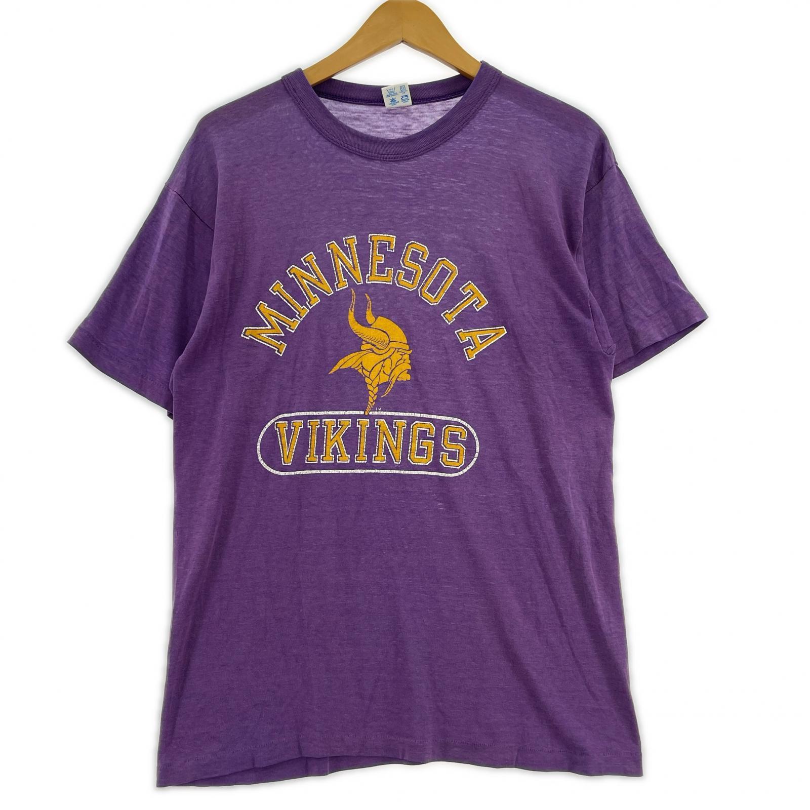半袖Tシャツ 80s USA製 MINESOTA VIKINGS Tシャツ(L) パープル L パープル