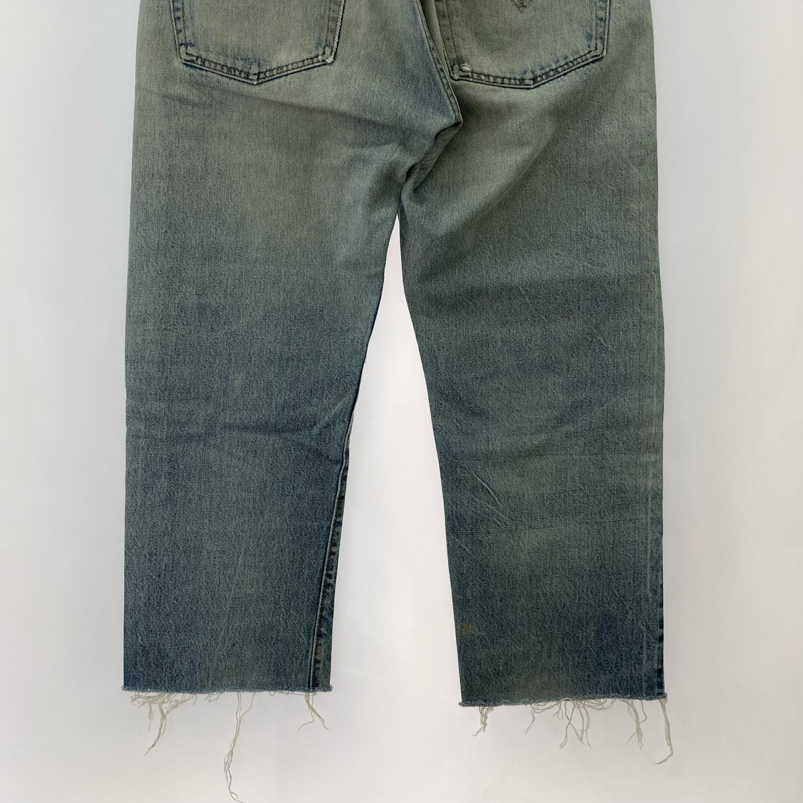 デニムパンツ 80s USA製 501 赤耳オリジナル カットオフ 約35インチ 35 ブルー
