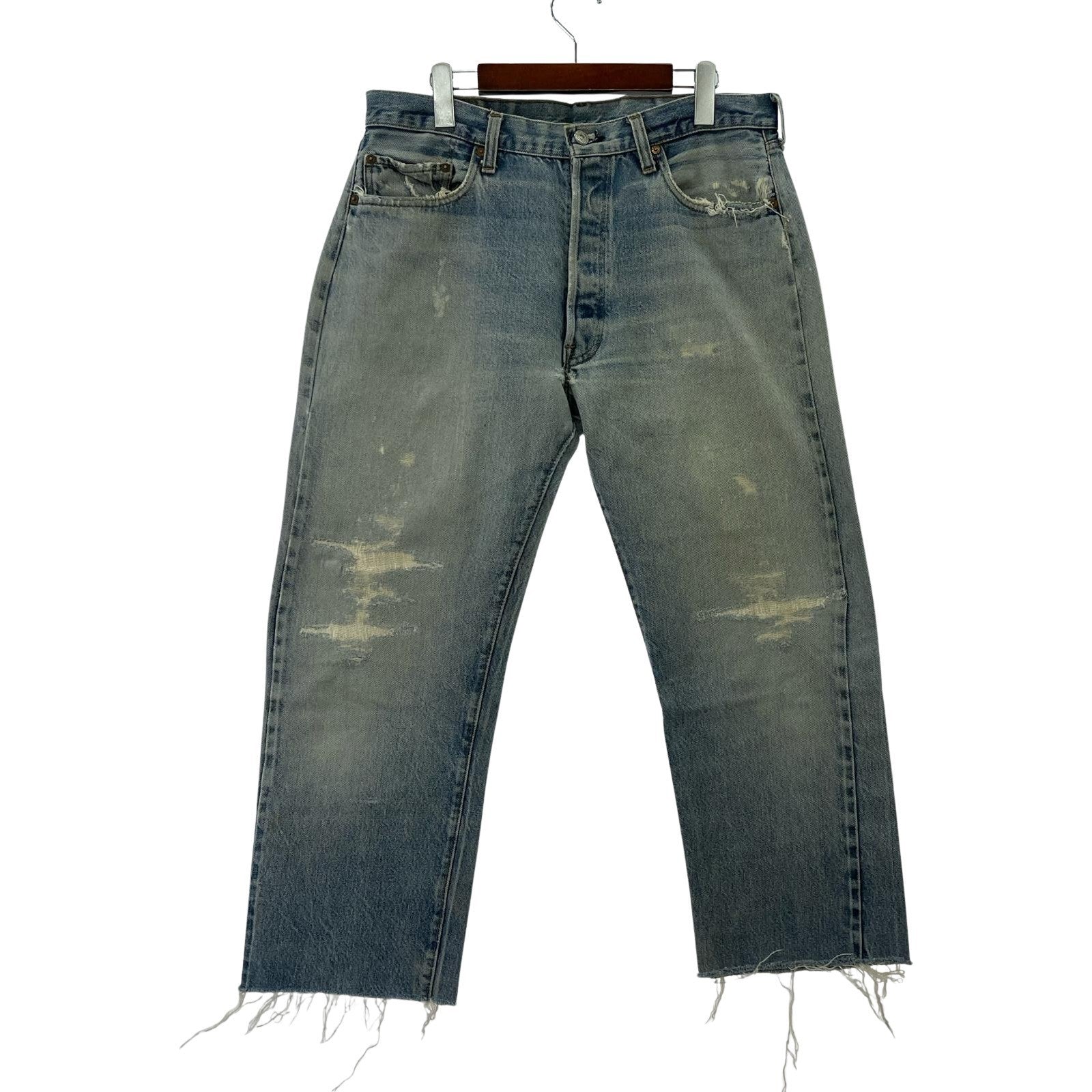 デニムパンツ 80s USA製 501 赤耳オリジナル カットオフ 約35インチ 35 ブルー