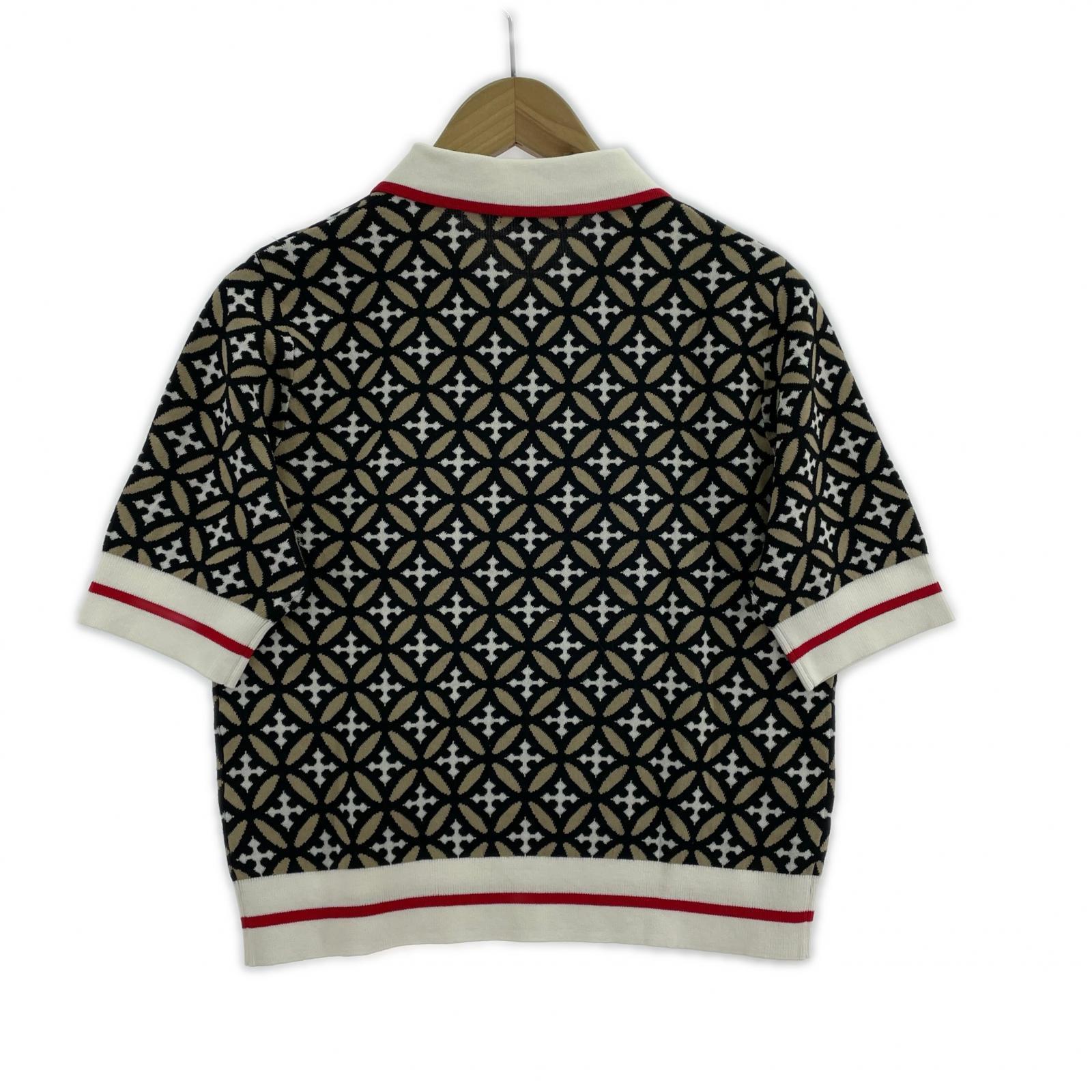 ポロシャツ 総柄 size38 ベージュ