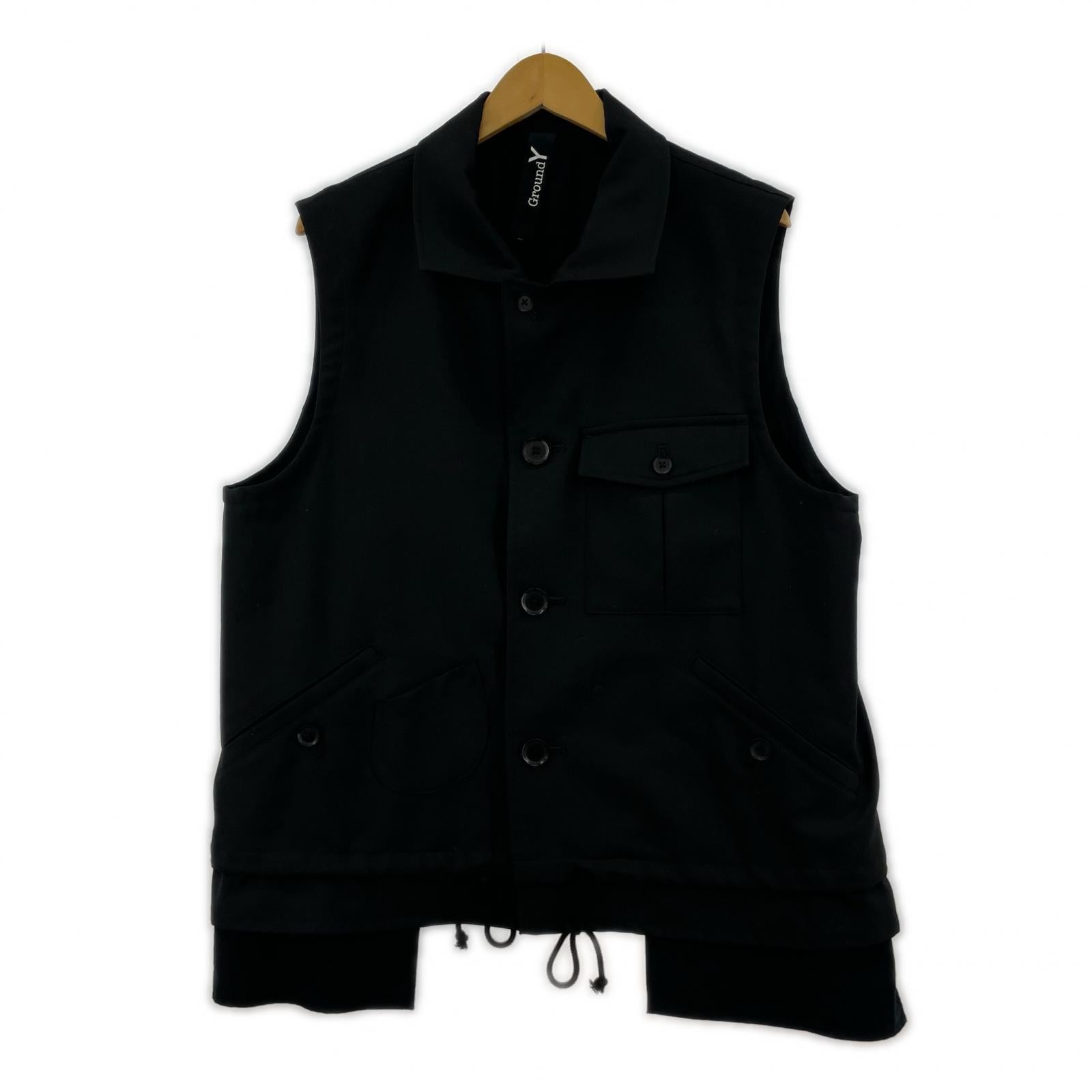 ジャケット Ground Y T/W Gabardine Sleeveless Work Jacket ベスト 3 ブラック ブラック