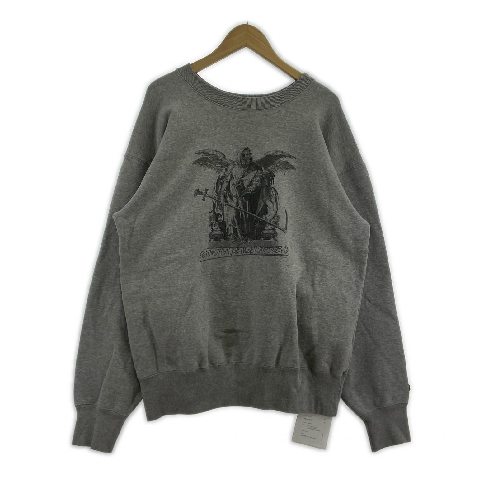スウェット NICENESS 25SS FREEMAN 善悪の区別ゼウス プリント クルーネックスウェット M グレー M グレー