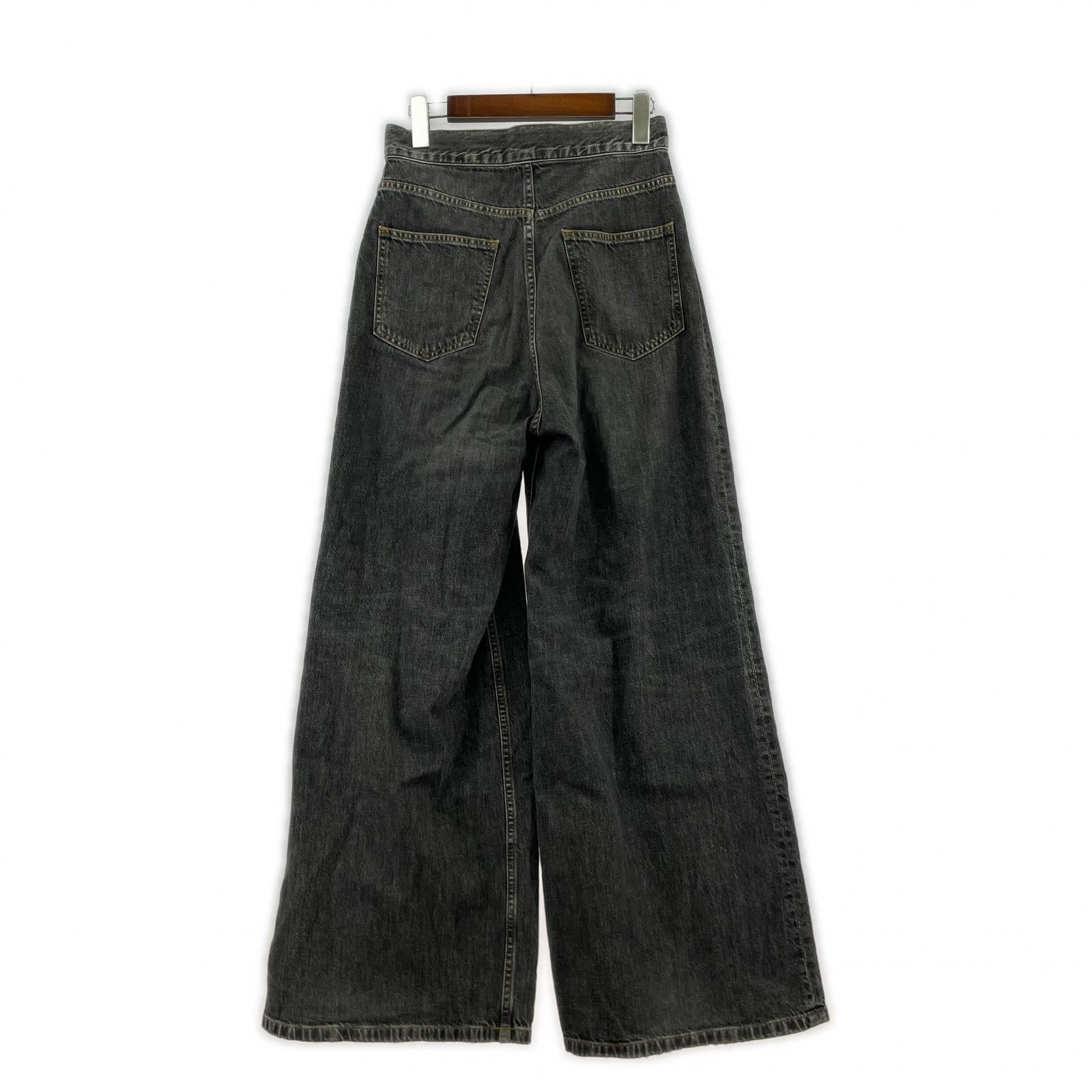 デニムパンツ WOMENS WASHED DENIM WIDE PANTS S グレー