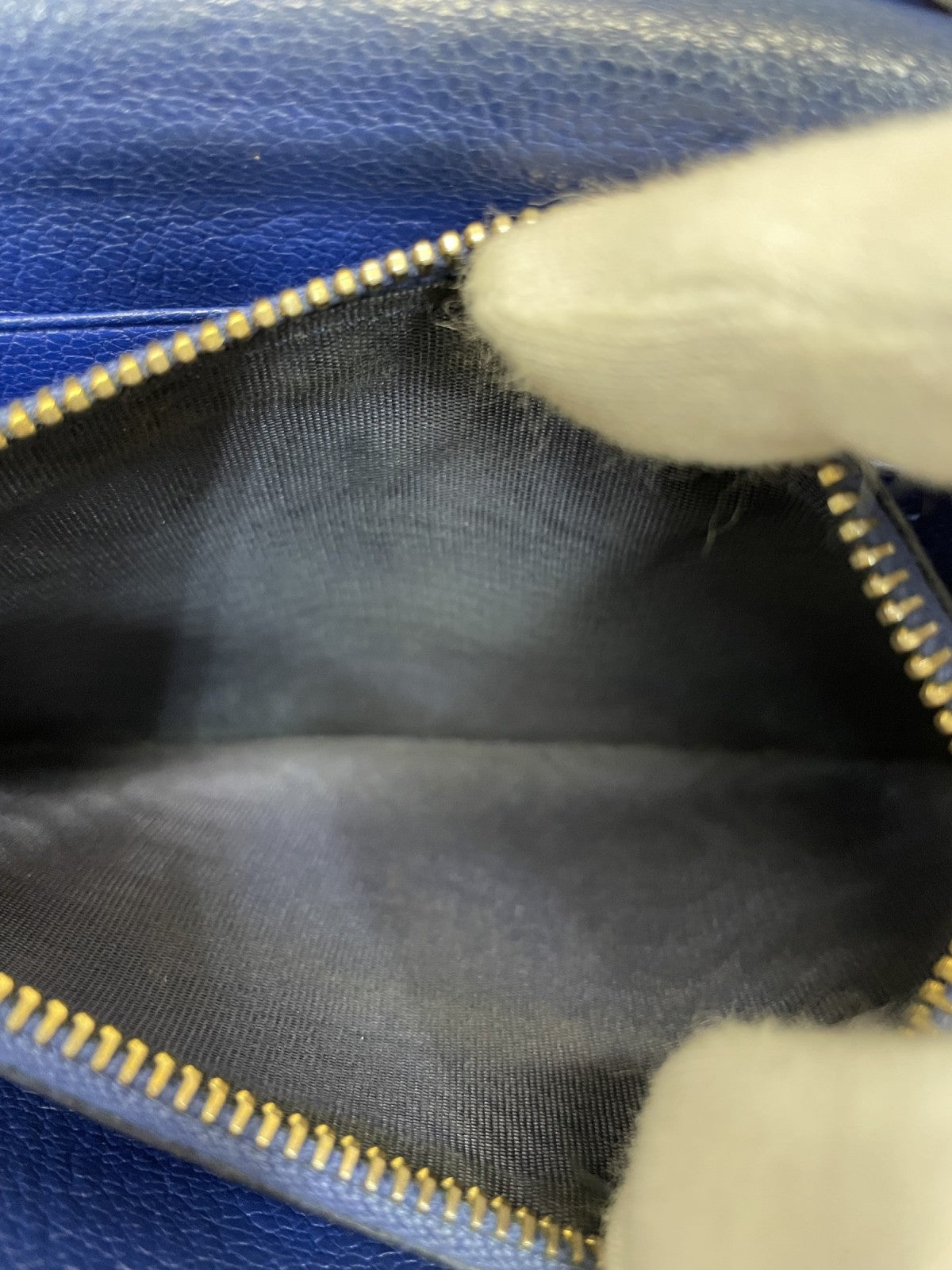 miumiu MADRAS ゴートスキン 封筒型 ウォレット 青