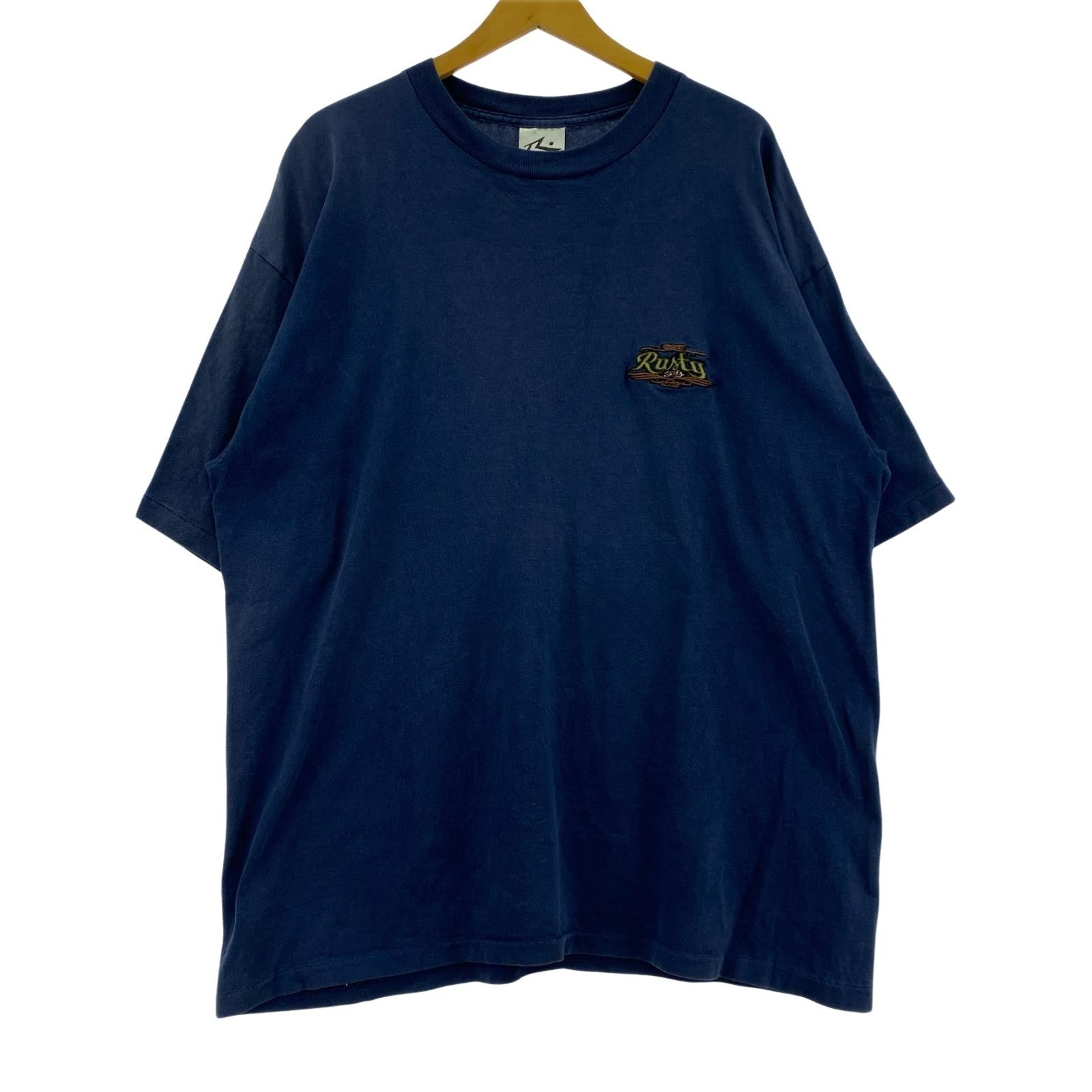 半袖Tシャツ 90s Rusty 刺繍ロゴ XL ブルー