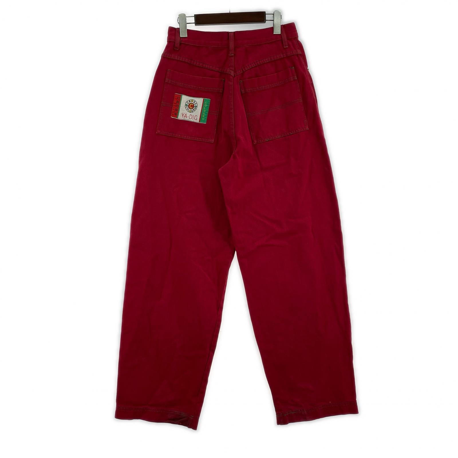デニムパンツ cross colours バギーデニム RED レッド