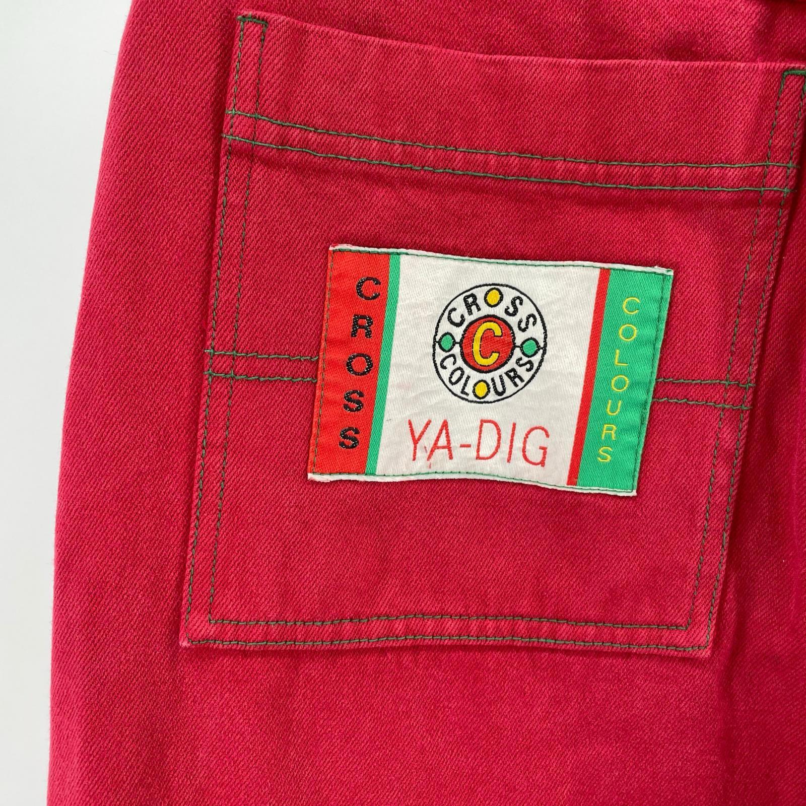 デニムパンツ cross colours バギーデニム RED レッド