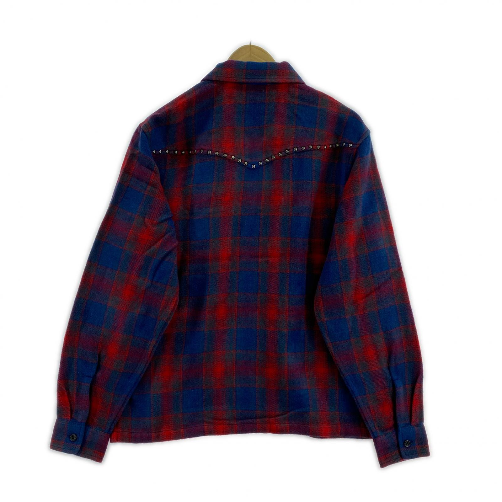 ジャケット Studded Shadow Plaid Zip Up Shirt "navy" S