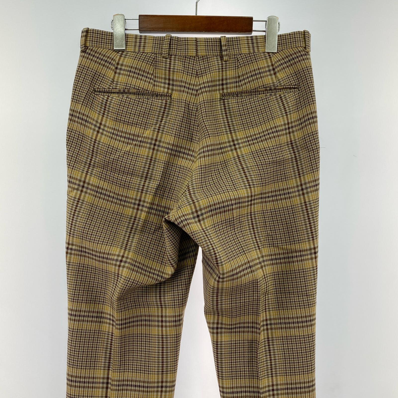 その他ボトムス AURALEE WOOL SERGE CHECK NARROW SLACKS 4 4 ブラウン