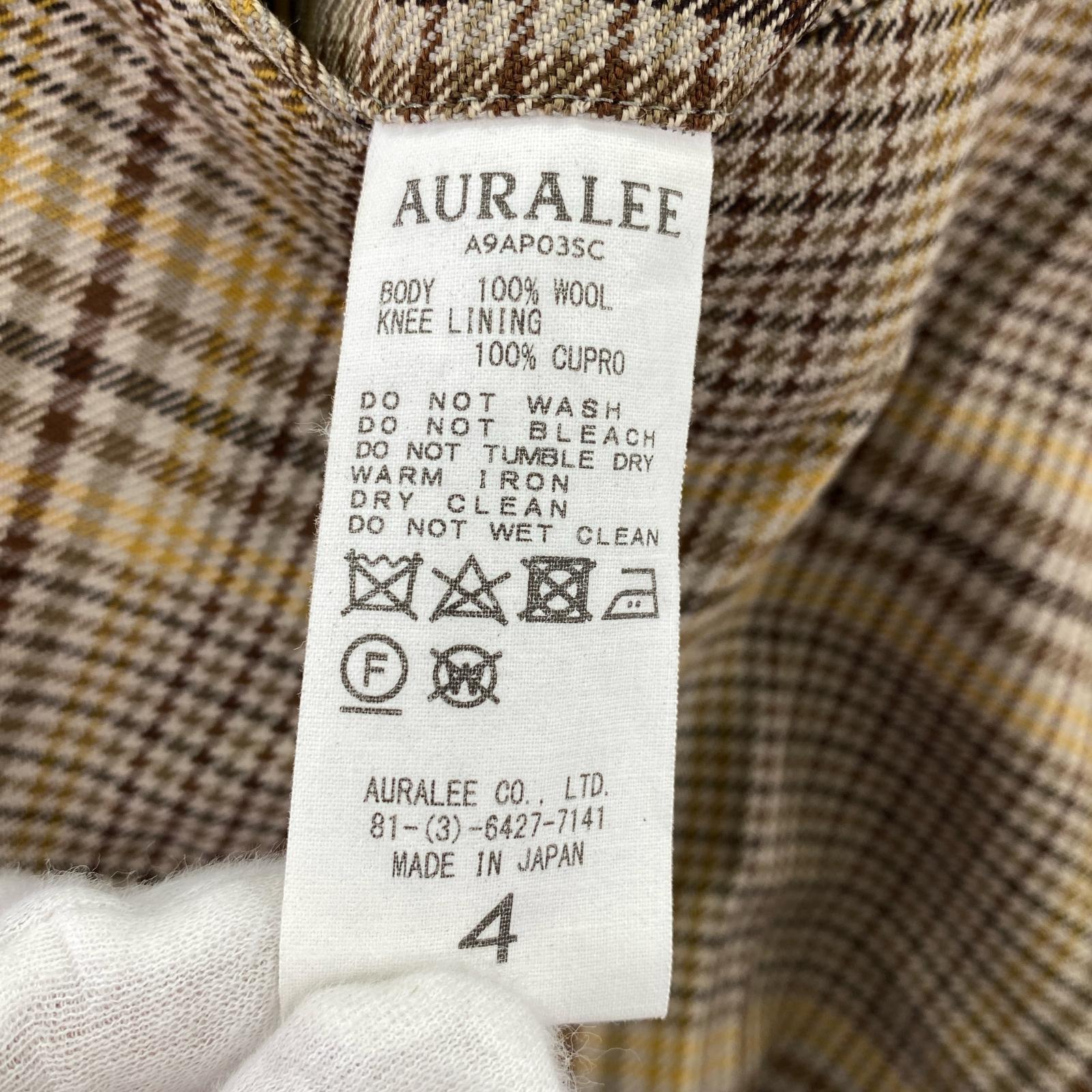 その他ボトムス AURALEE WOOL SERGE CHECK NARROW SLACKS 4 4 ブラウン