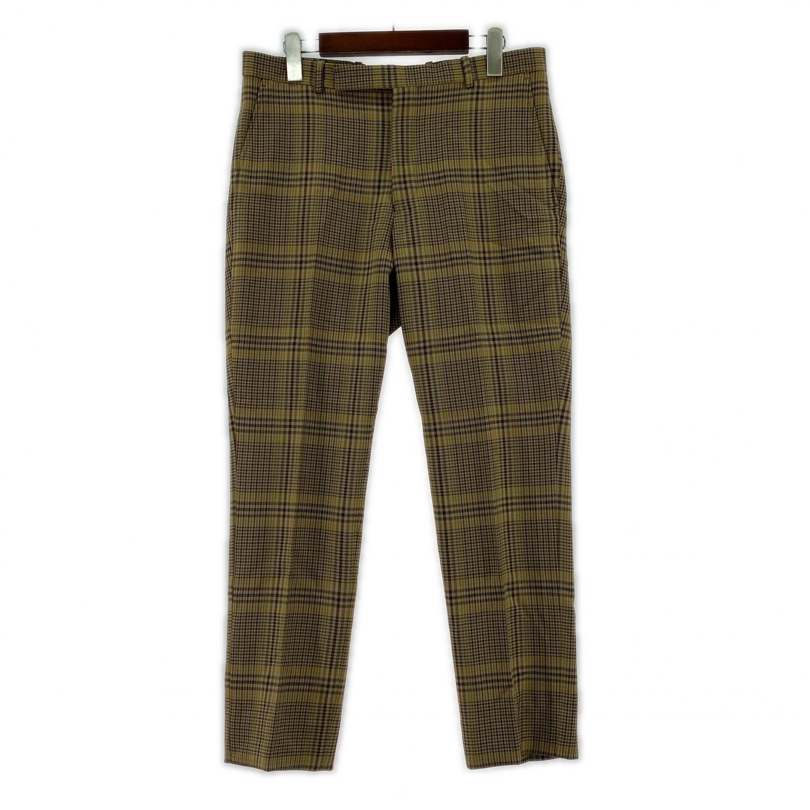 その他ボトムス AURALEE WOOL SERGE CHECK NARROW SLACKS 4 4 ブラウン