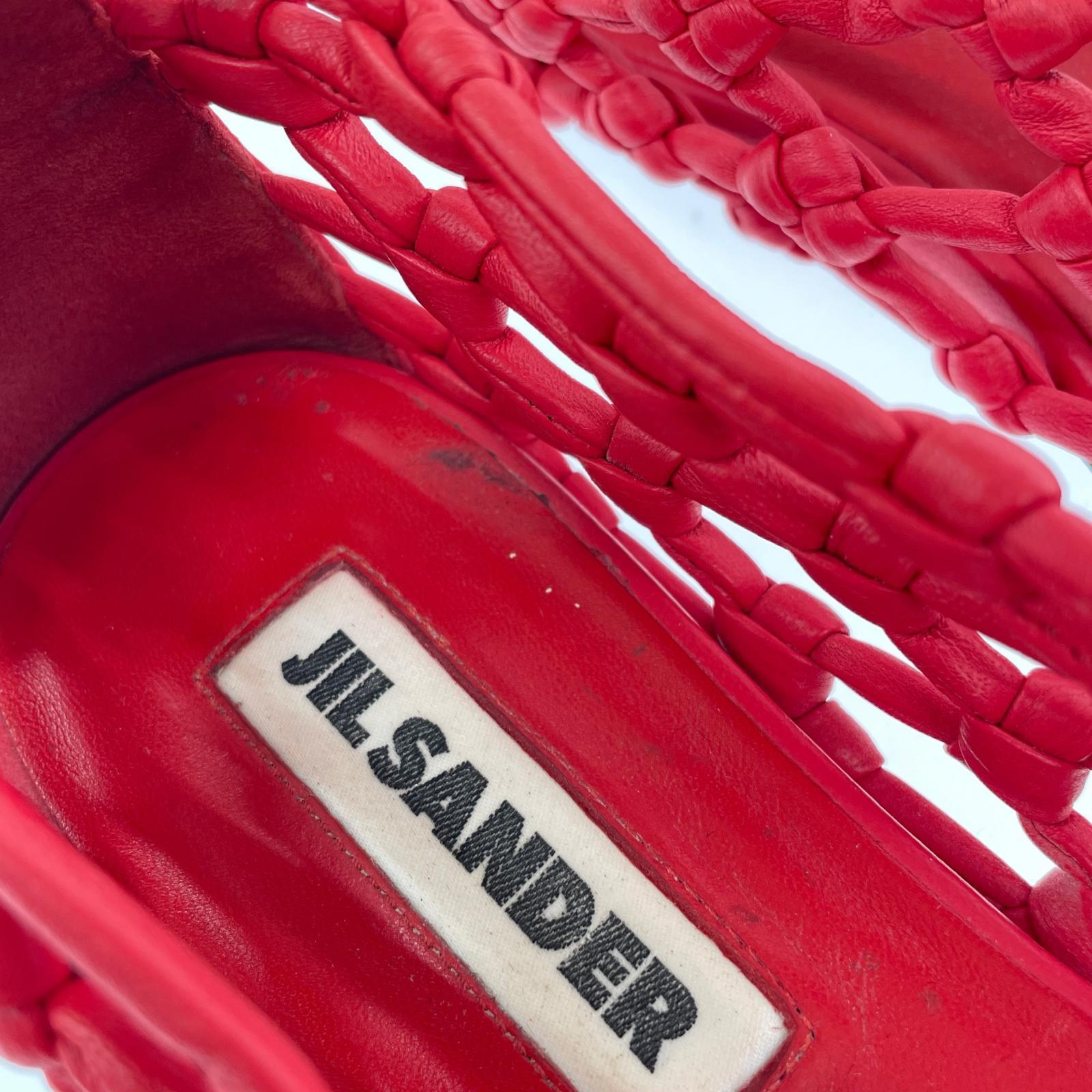 その他靴 JIL SANDER デコルテバレリーナ ハンドノット フラットシューズ 37 J15WZ0027 37 レッド