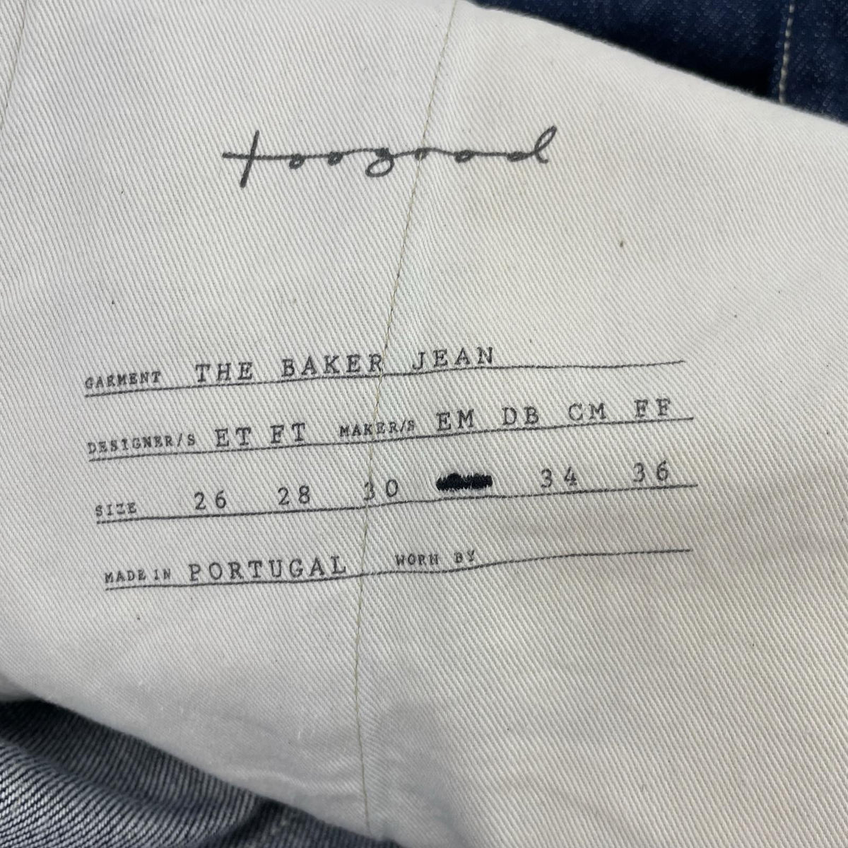 その他ボトムス toogood THE BAKER JEAN ORGANIC DENIM 32 32 ネイビー
