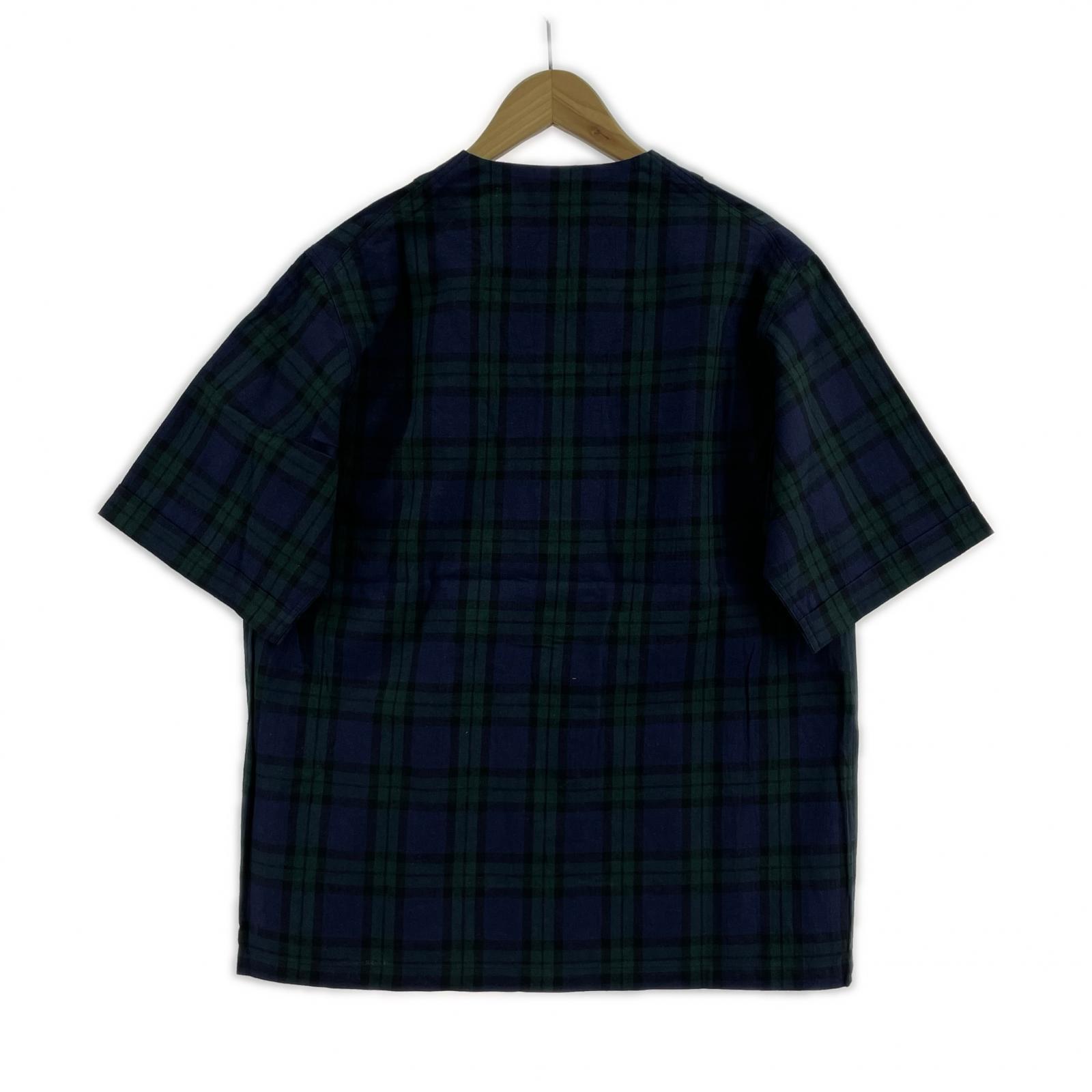 半袖シャツ JANIS&Co S/S ノーカラー チェックシャツ M マルチカラー
