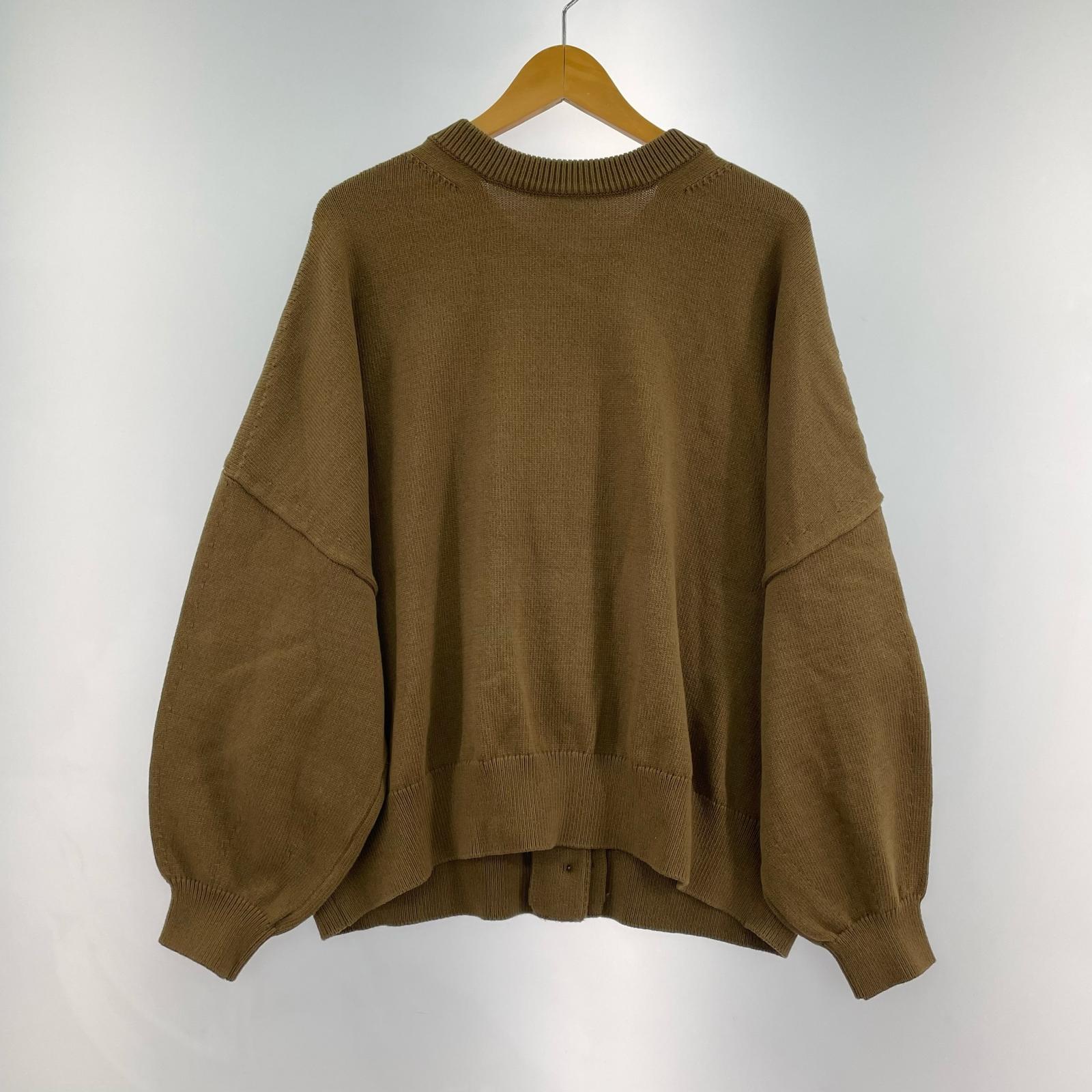 カーディガン クルーネック カーディガン 茶