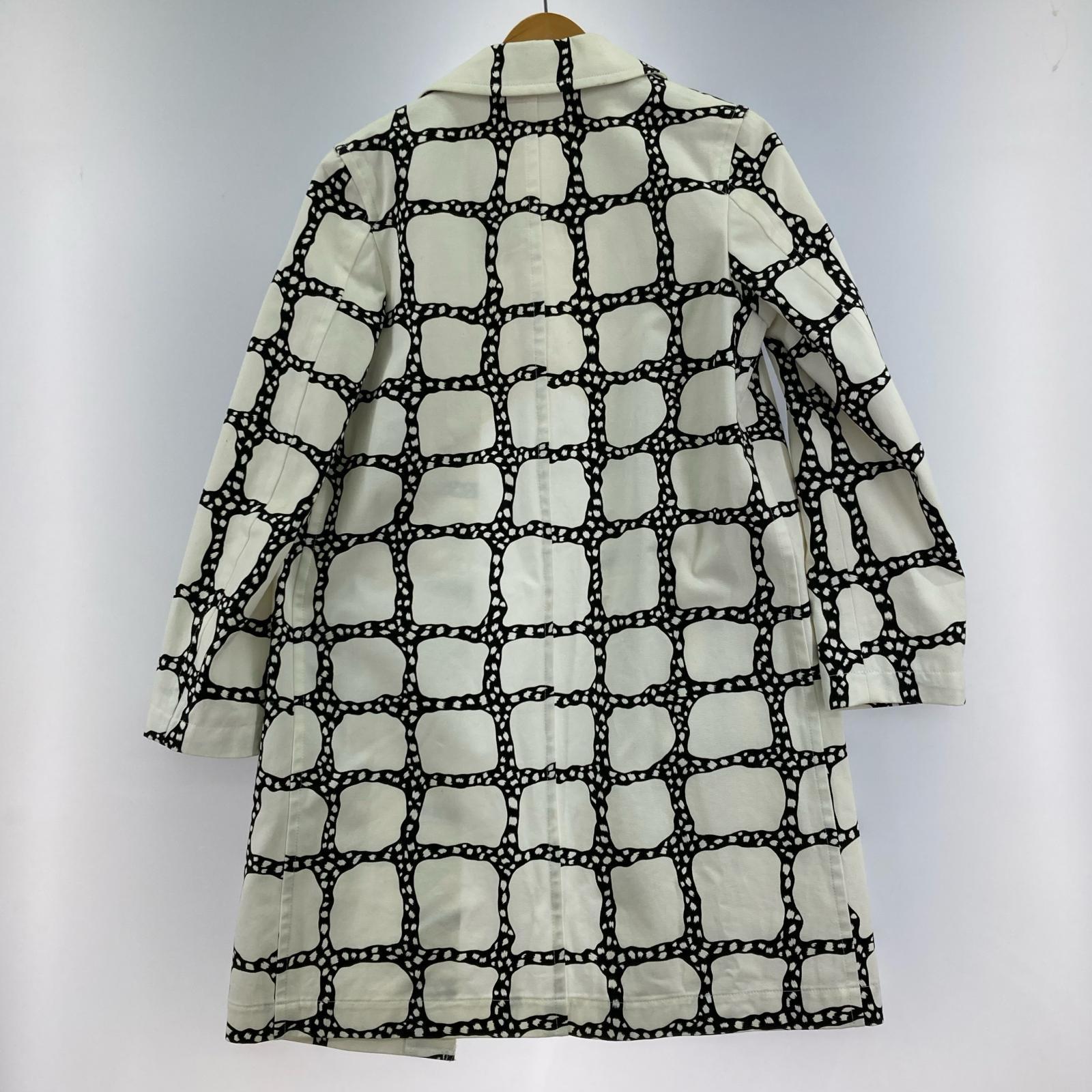ジャケット 10年 総柄 裁断 カットオフ 白黒 (XS) ホワイト