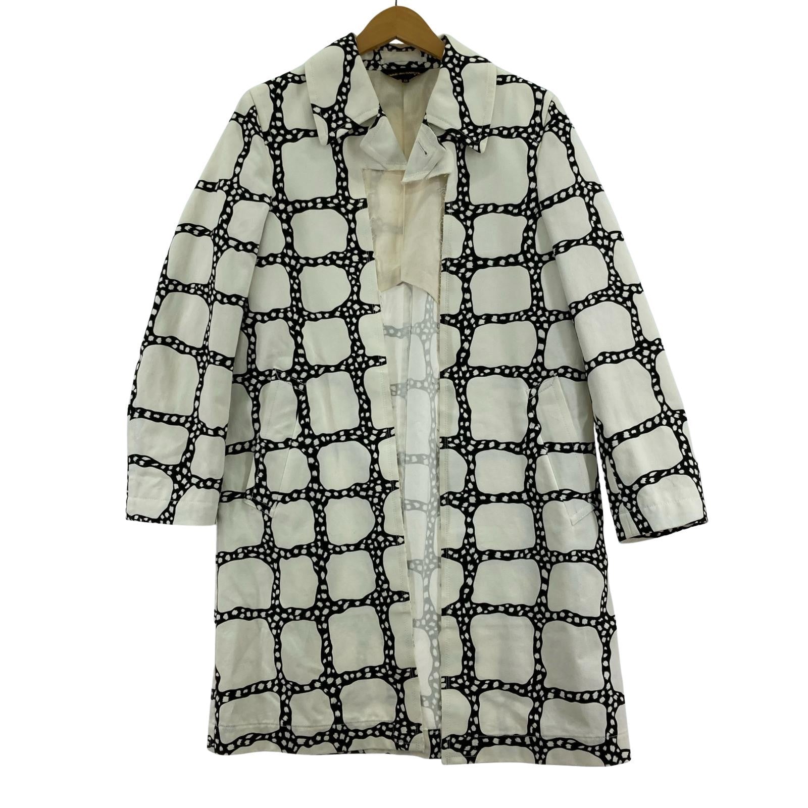 ジャケット 10年 総柄 裁断 カットオフ 白黒 (XS) ホワイト