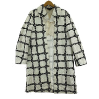ジャケット 10年 総柄 裁断 カットオフ 白黒 (XS) ホワイト