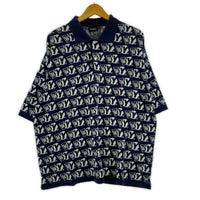 ポロシャツ Wasted Youth MONOGRAM KNIT POLO 紺(L) L ネイビー