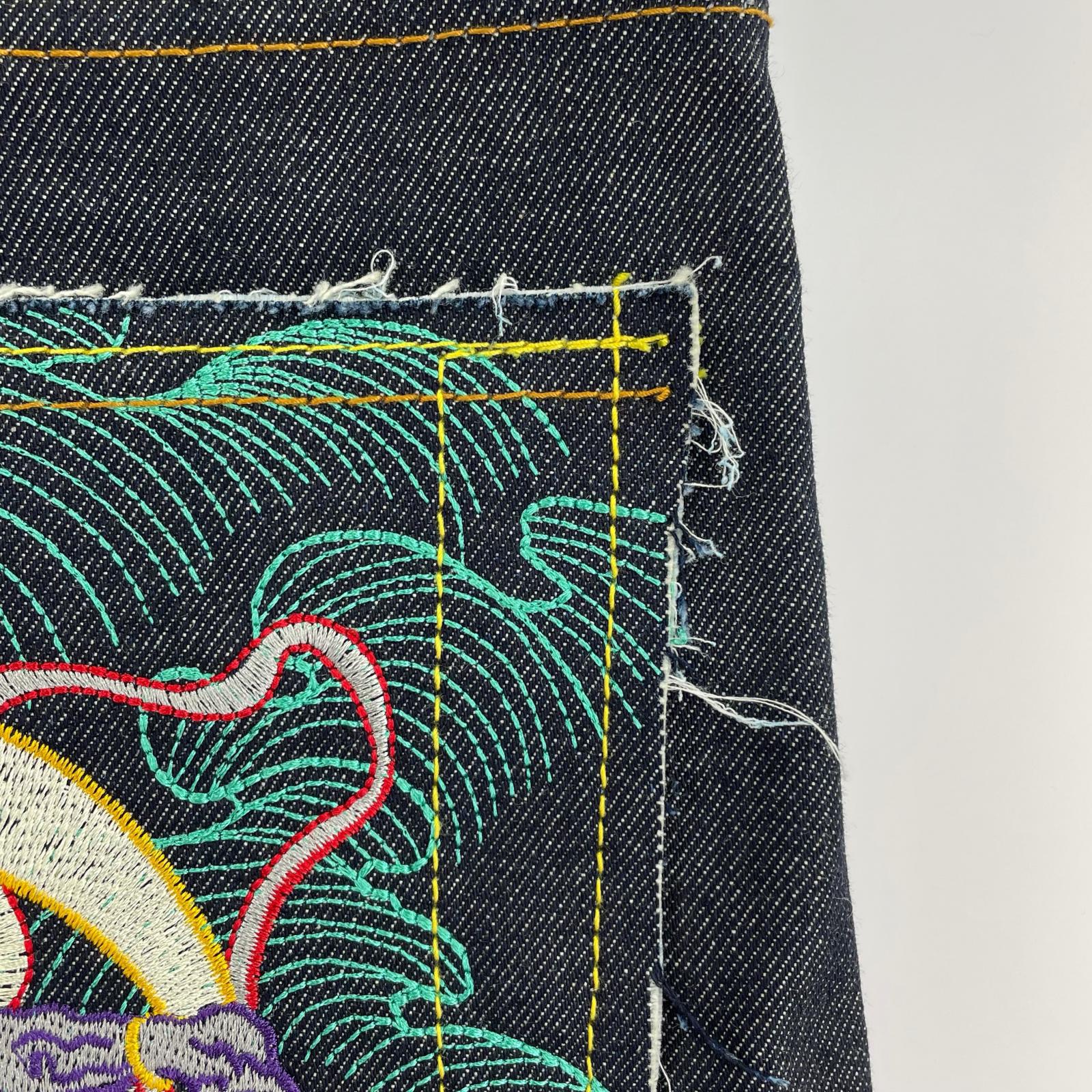 デニムパンツ RMC MARTIN KSOHOH/風神雷神刺繍デニム ブラック