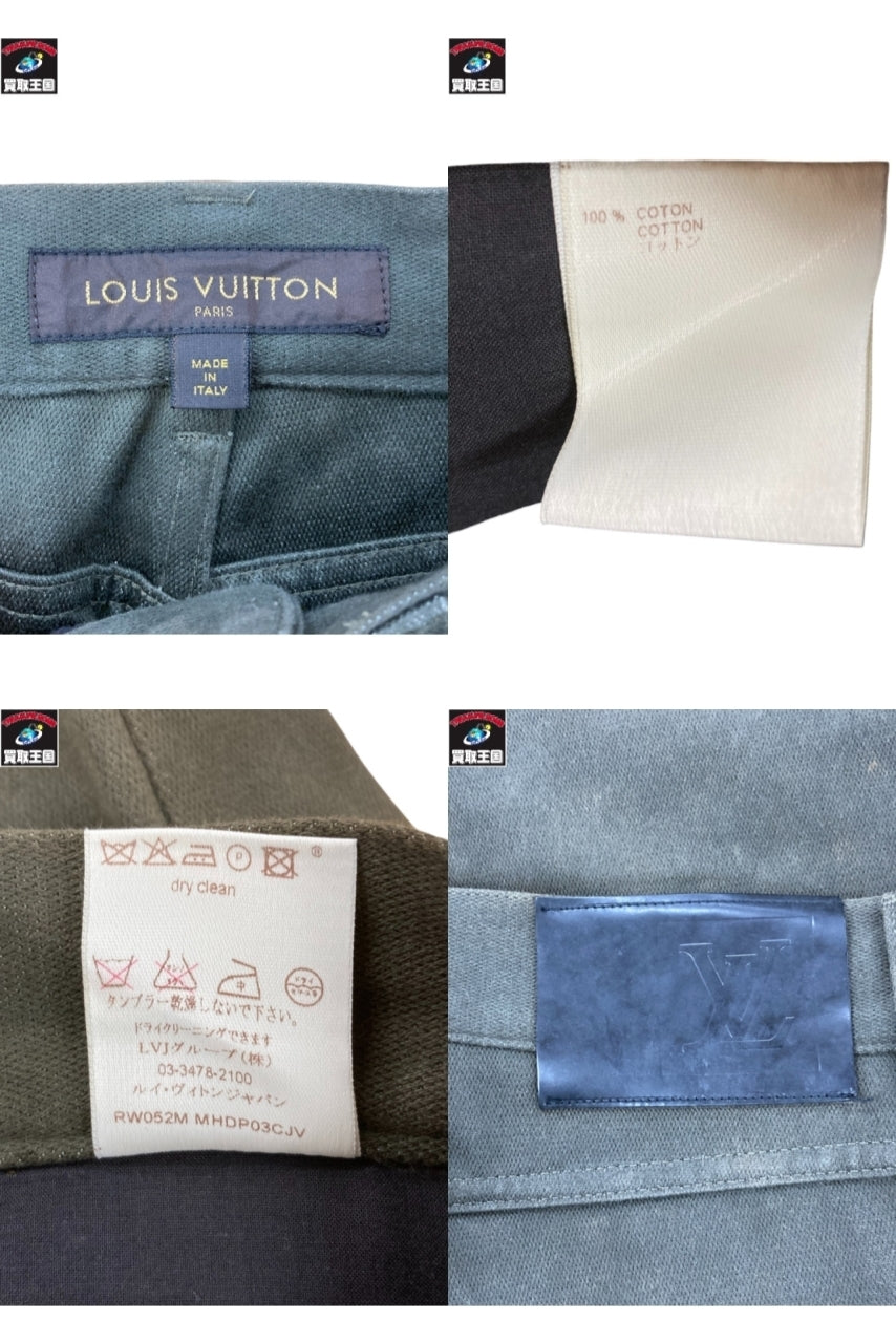 LOUIS VUITTON ウエストジップ コットンストレートパンツ カーキ