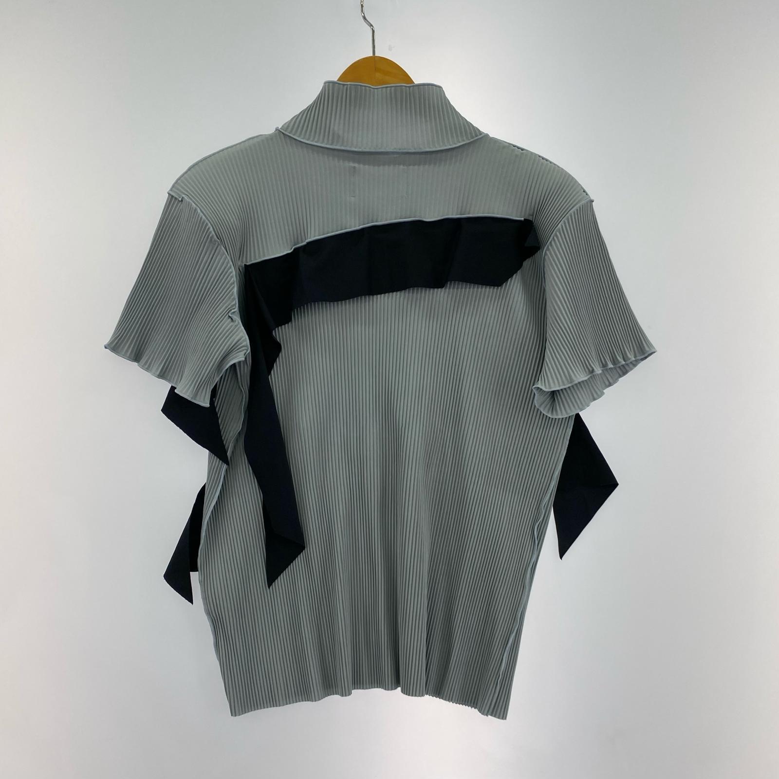 半袖Tシャツ フリル プリーツ 青黒