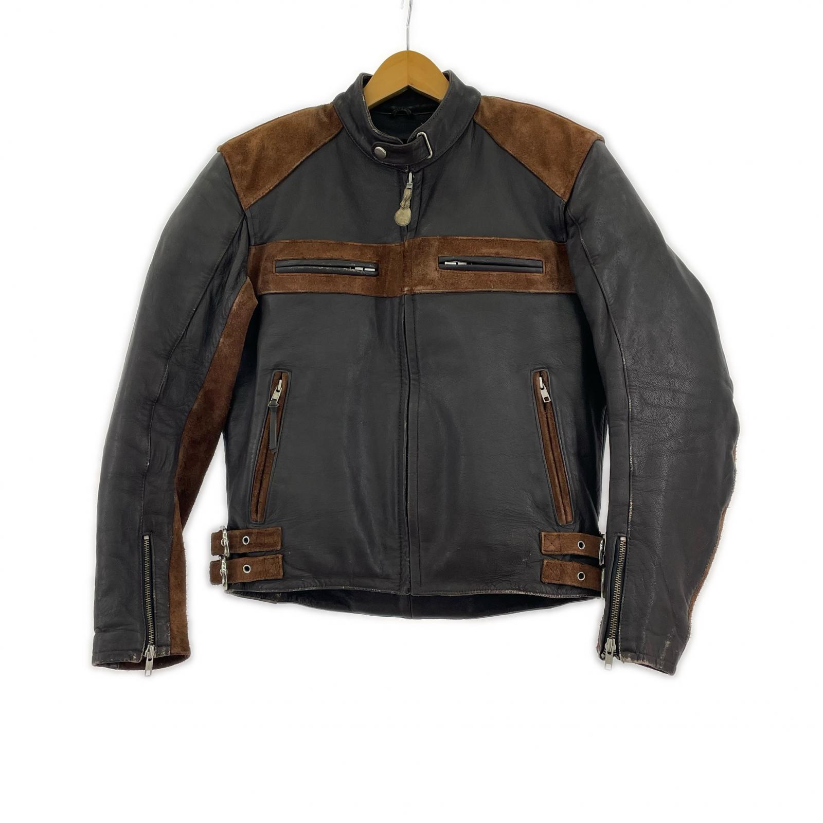 ライダースジャケット CLEVER HOMME ファーライナー付きレザー (M) 茶 M ブラウン