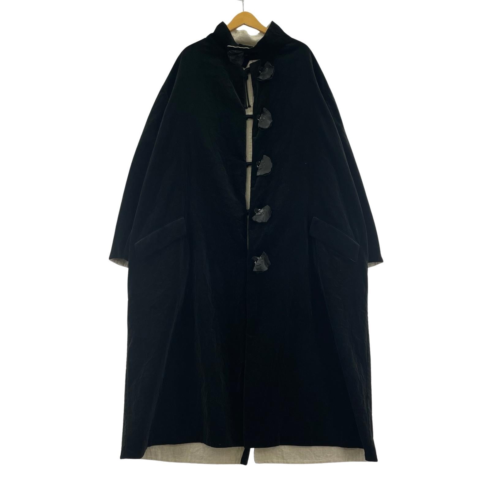 その他アウター POUR HOMME 21AW LOOK19 POUR HOMME 21AWVELVETEEN X FLAX DOUBLE FACED STAND COAT 1 ブラック
