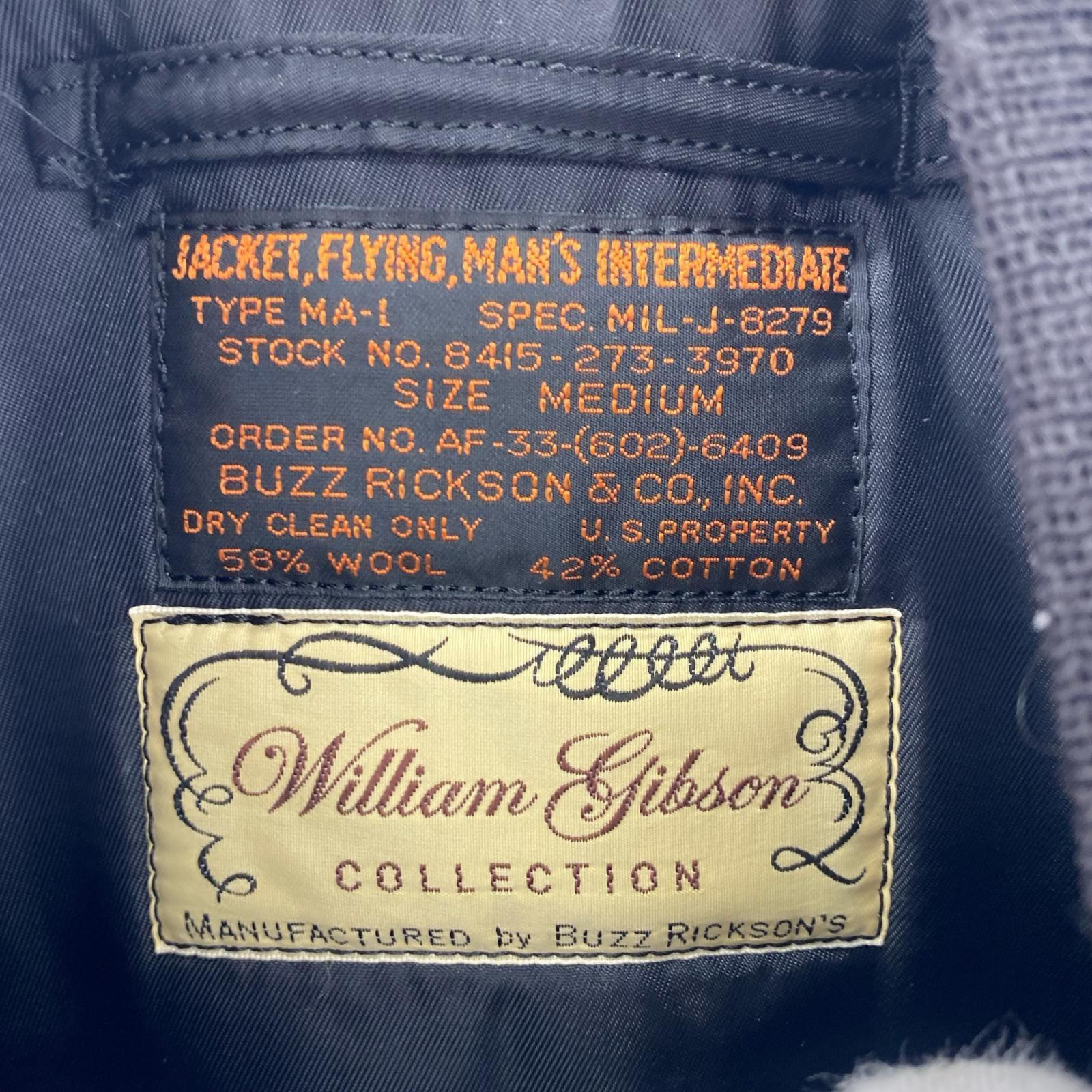 ジャケット WILLIAM GIBSON MA-1 M ブラック