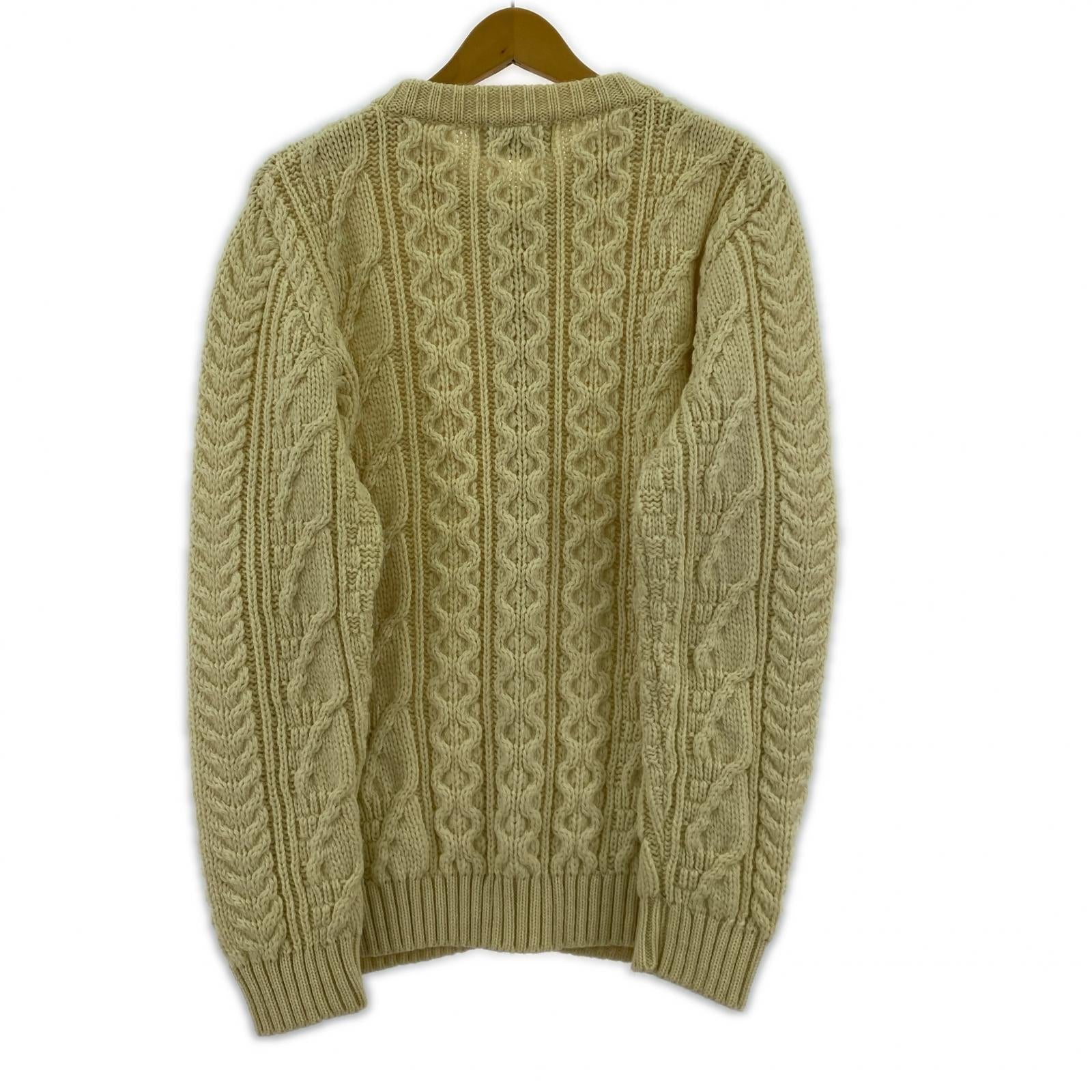 ニット Kerry Woollen Mills/ケーブルクルーネック/英国製 38 ホワイト