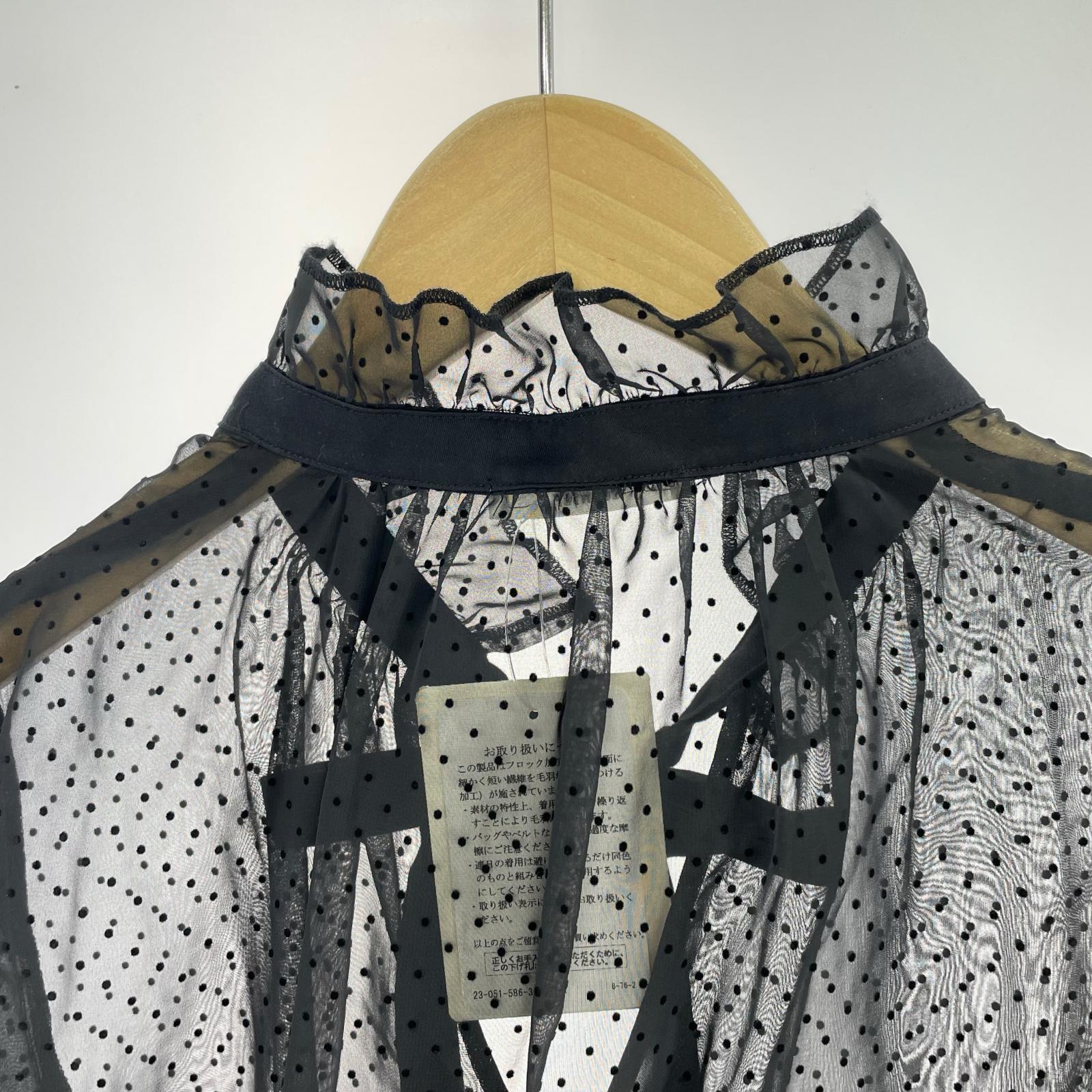 長袖シャツ ドットシフォンブラウス BLK ブラック